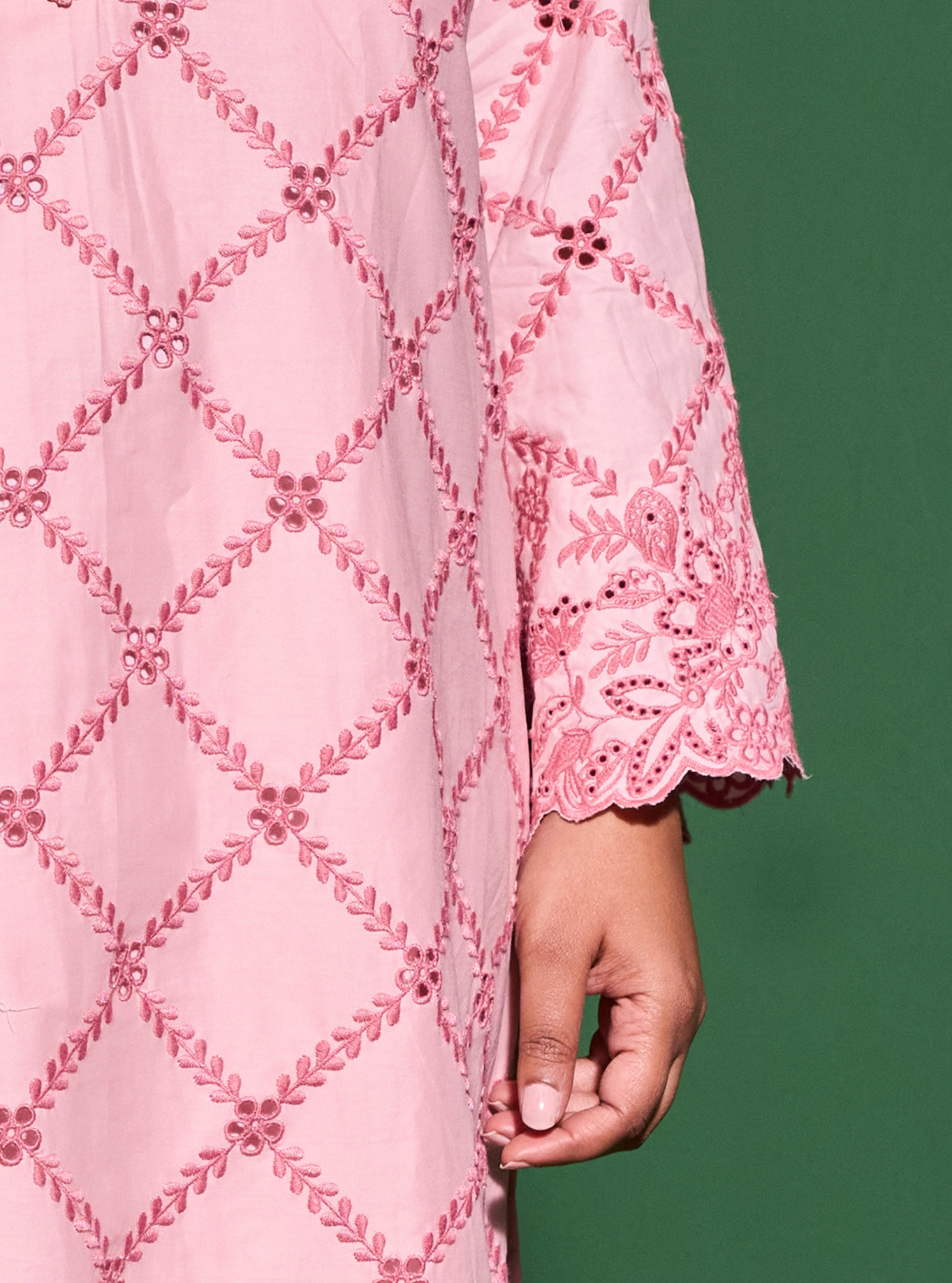 Eesvari Supima Cotton Light Pink Kurta Set