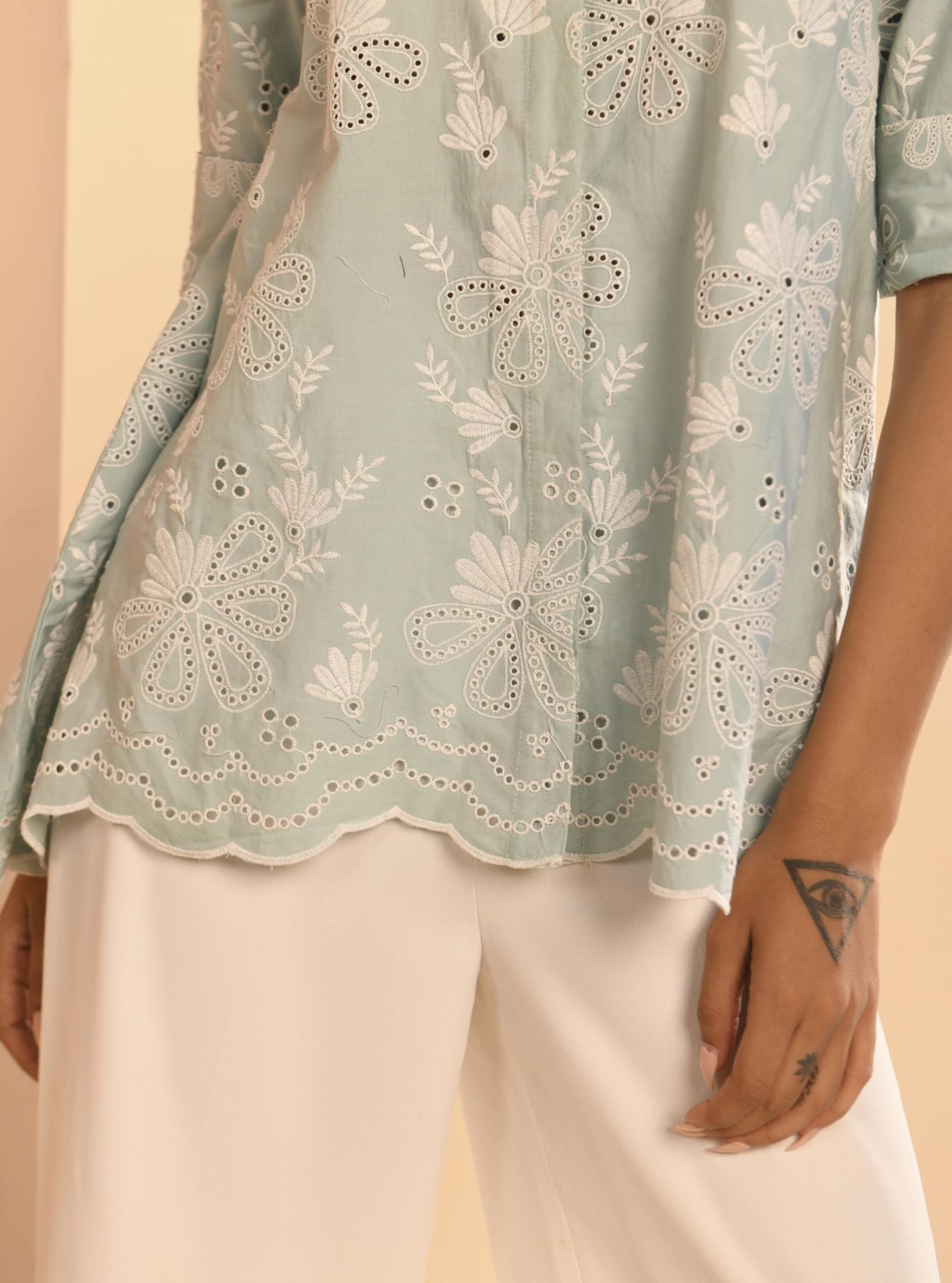 Chiara Iconic Cotton Teal Blue Shirt
