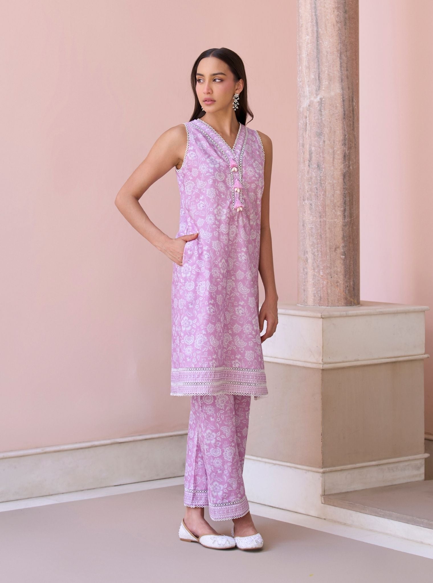 Aubriet Lilac Mulmul Supima Cotton Kurta & Pant Set