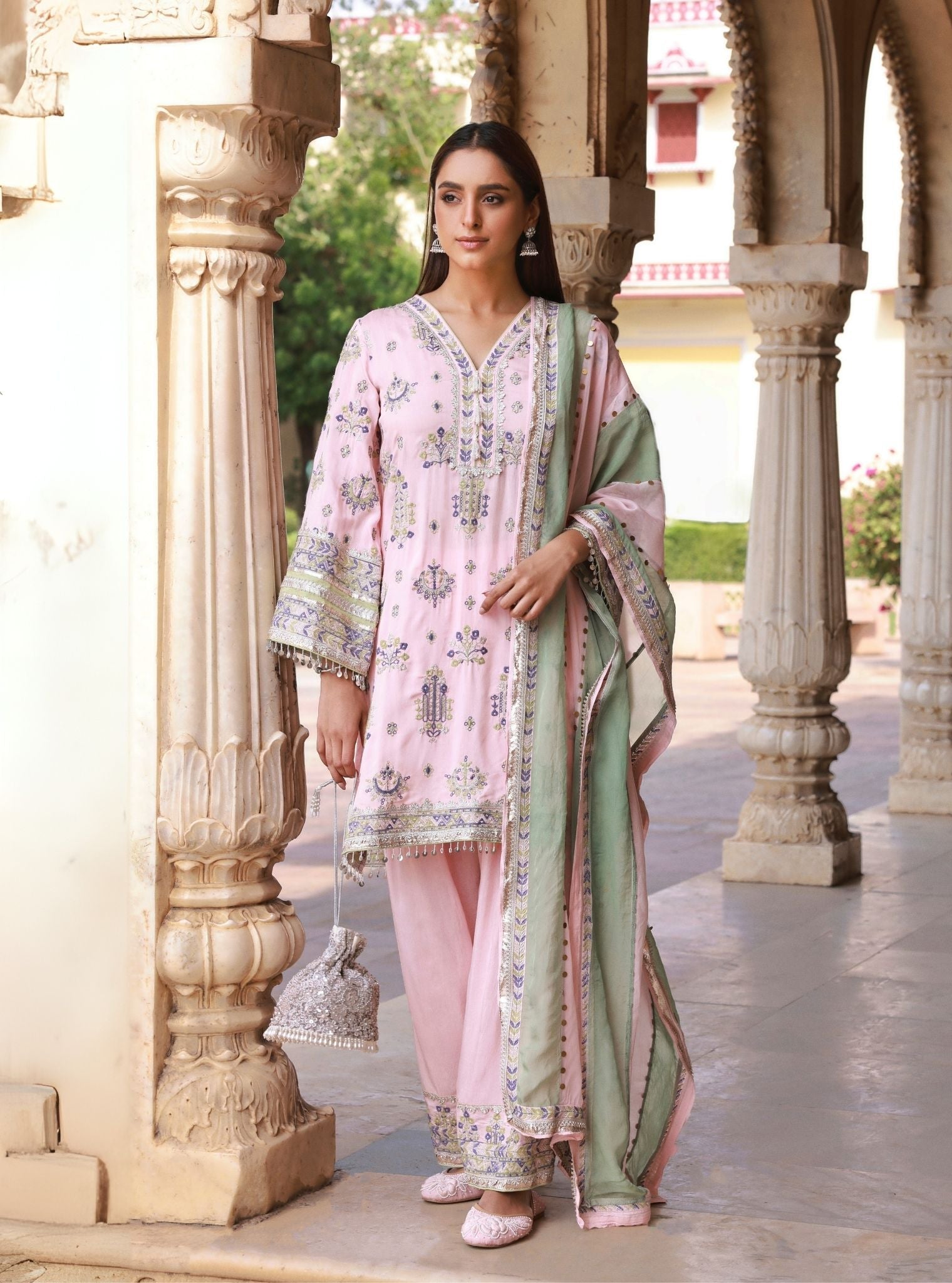 Noreya Lawn Pink Kurta With Farshi Salwar