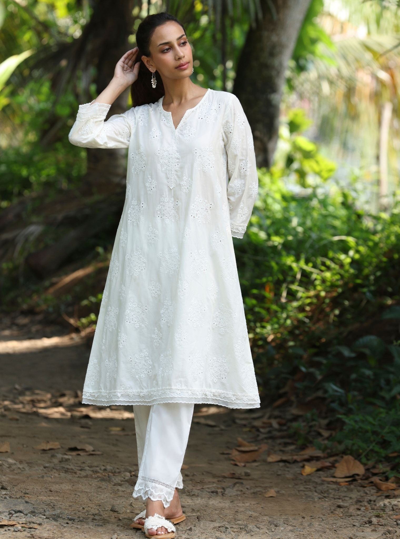Sira Supima Cotton Stark White Kurta With Yara Pant