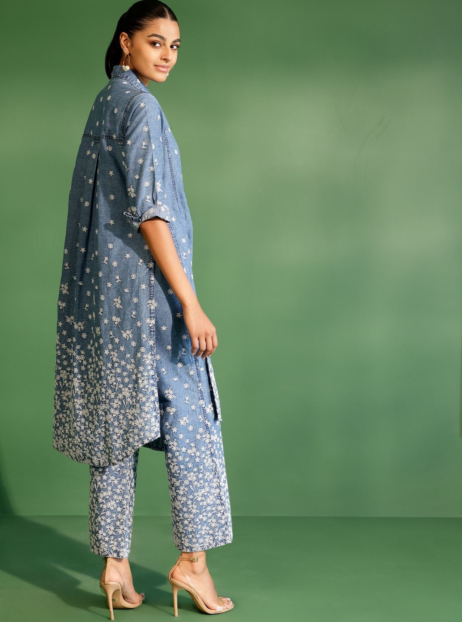 Moor Denim Long Shirt Co-ord Set