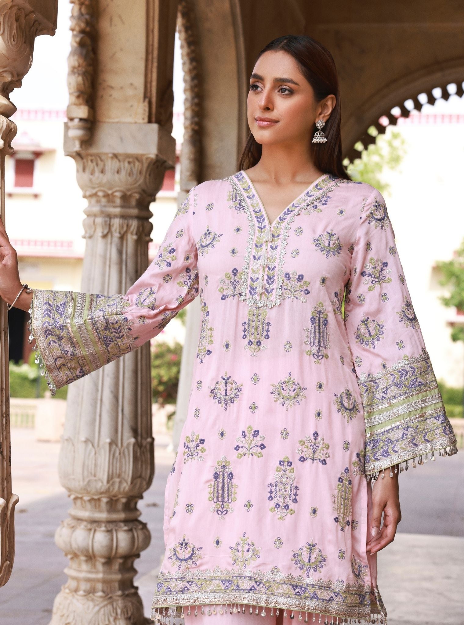 Noreya Lawn Pink Kurta With Farshi Salwar