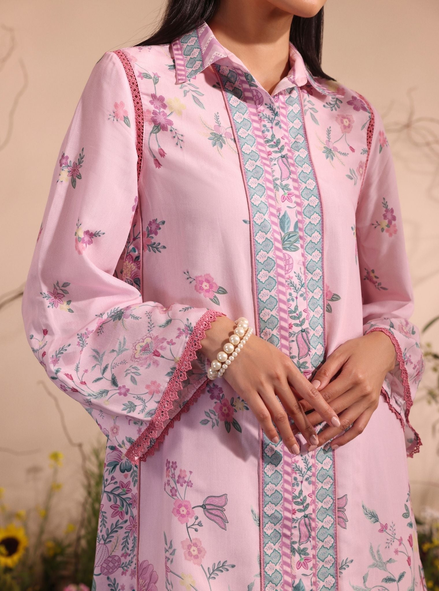 Niamh Lawn Printed Pink Co-ord Set