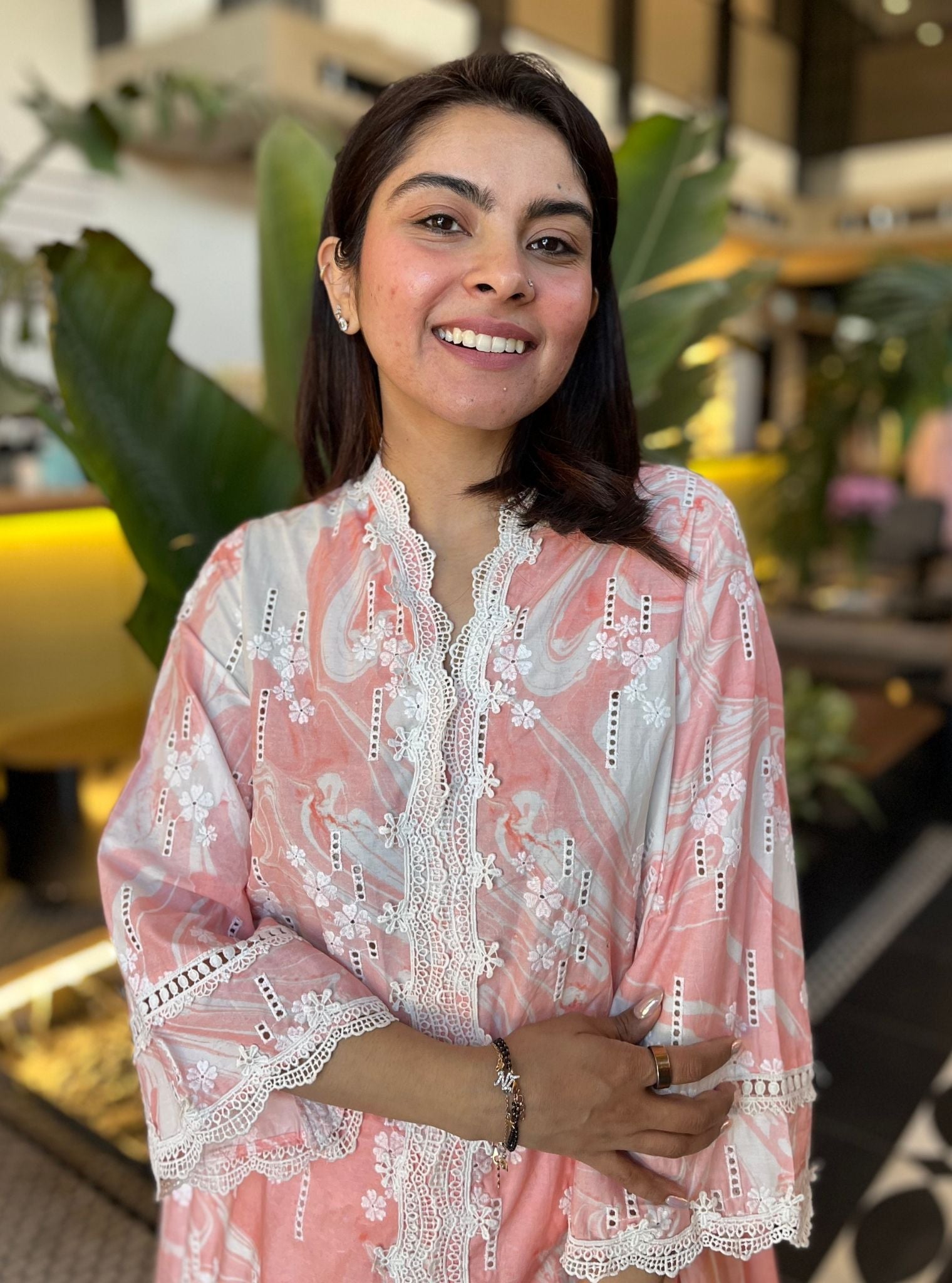 Marble Supima Cotton Wyn Pink Kurta with Dhoti Pant Set