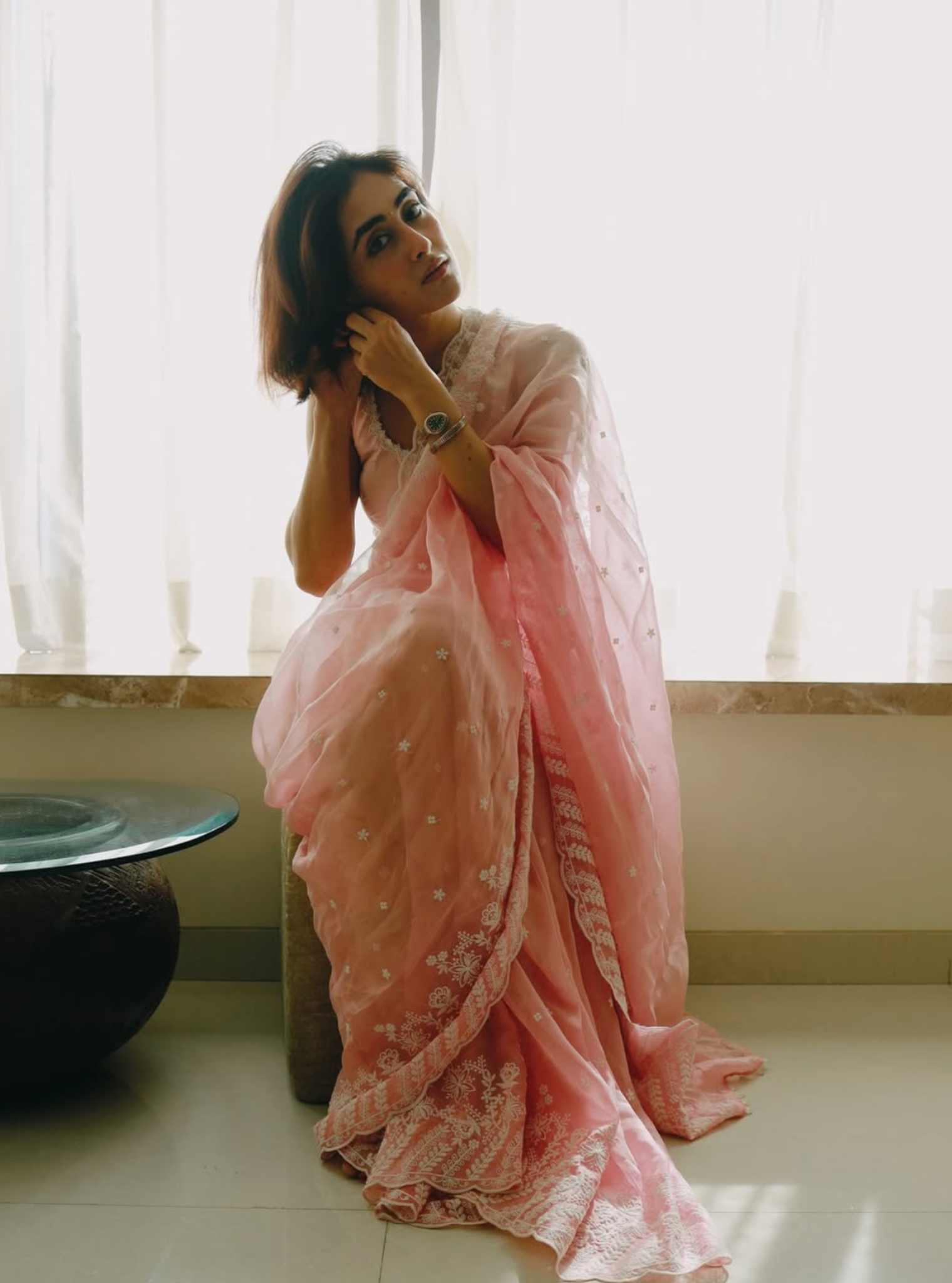 Roja Organza Ombre Pink Saree