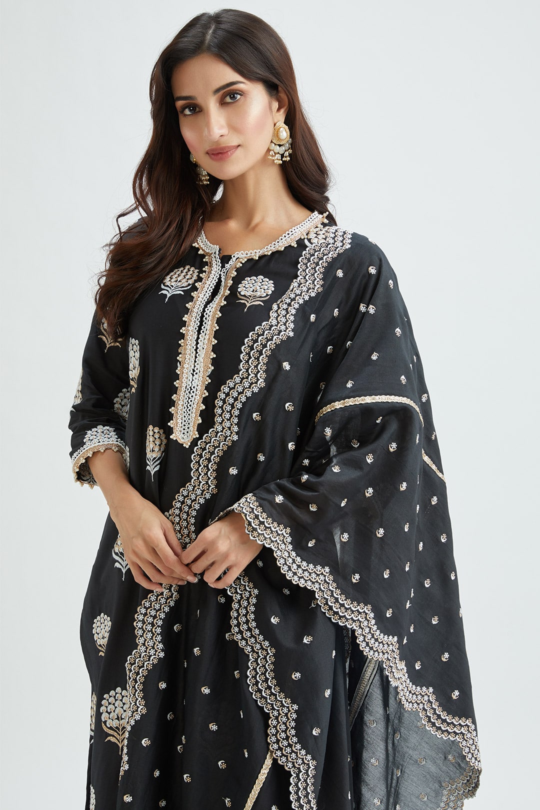 Amira Supima Satin Black Kurta Set