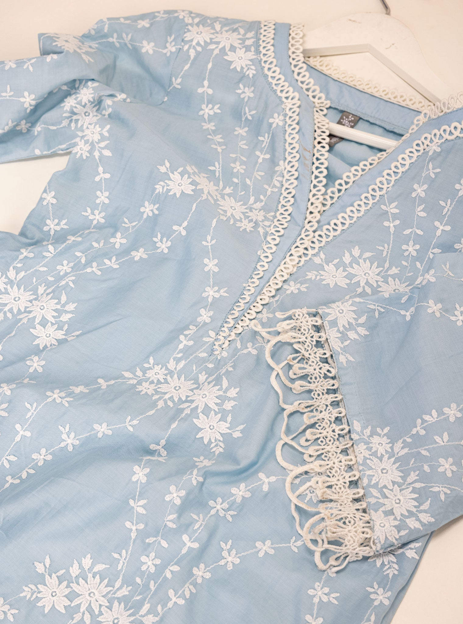 Mulmul Supima Cotton Arki Blue Kurta