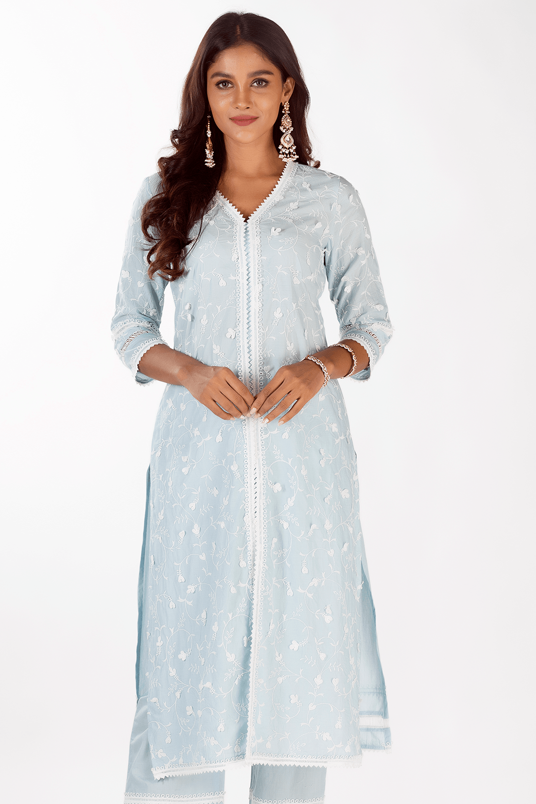 Mulmul Supima Cotton Cali Light Blue Kurta