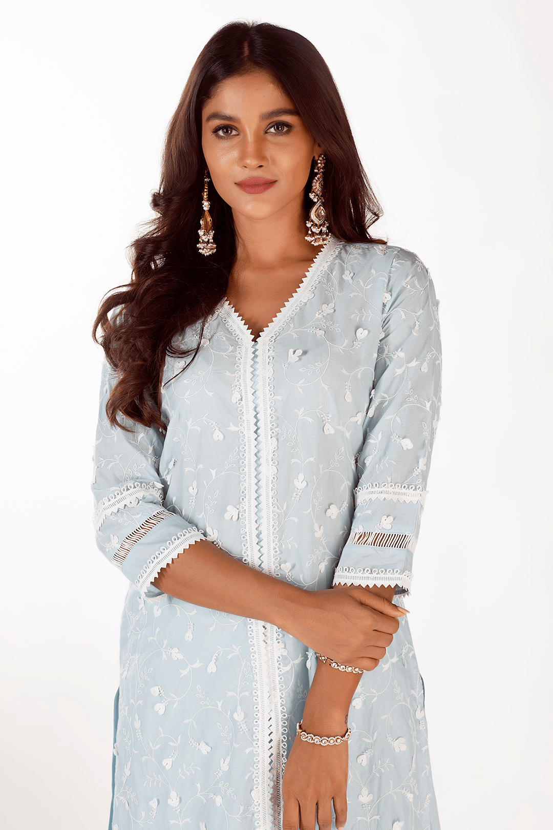 Mulmul Supima Cotton Cali Light Blue Kurta