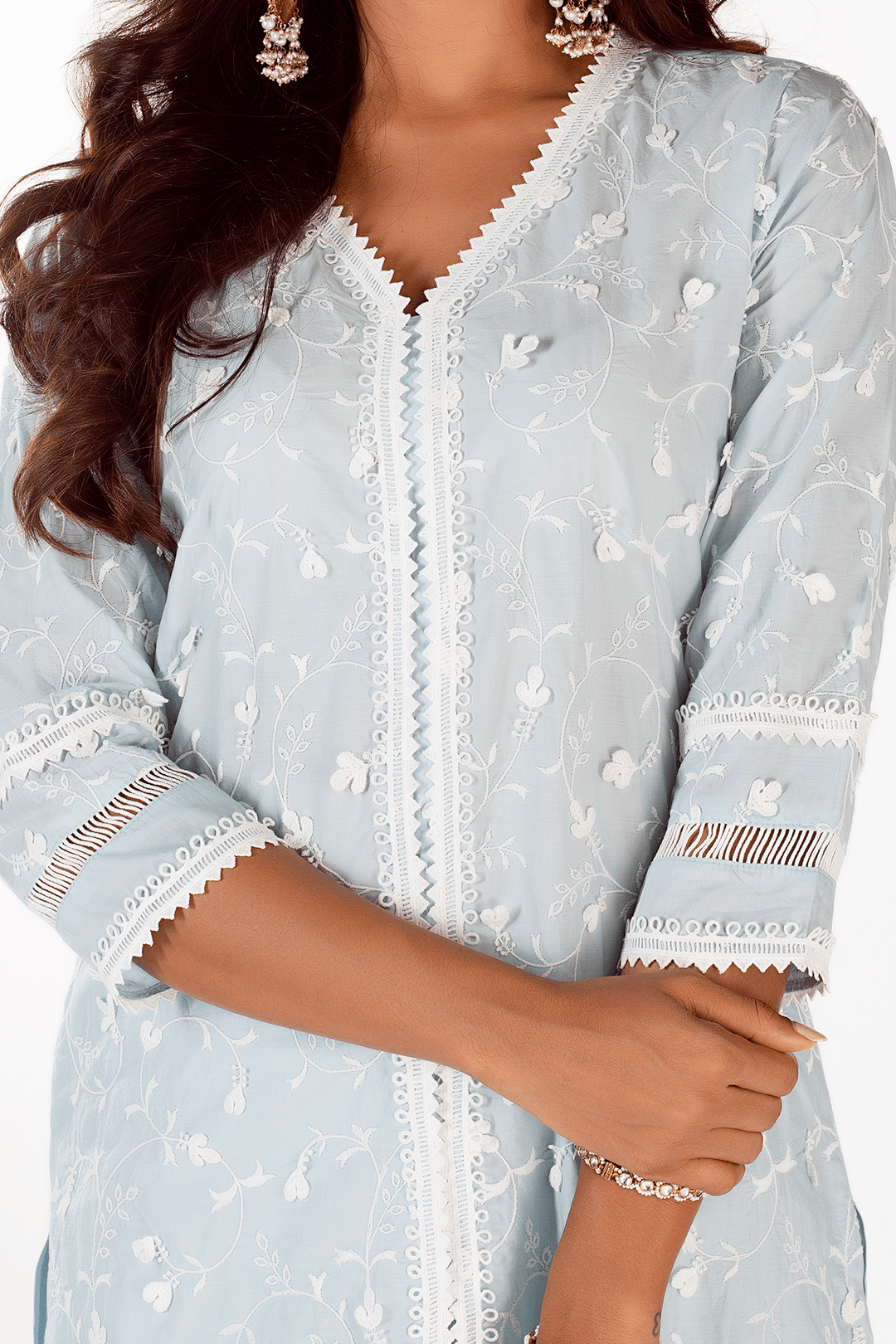 Mulmul Supima Cotton Cali Light Blue Kurta
