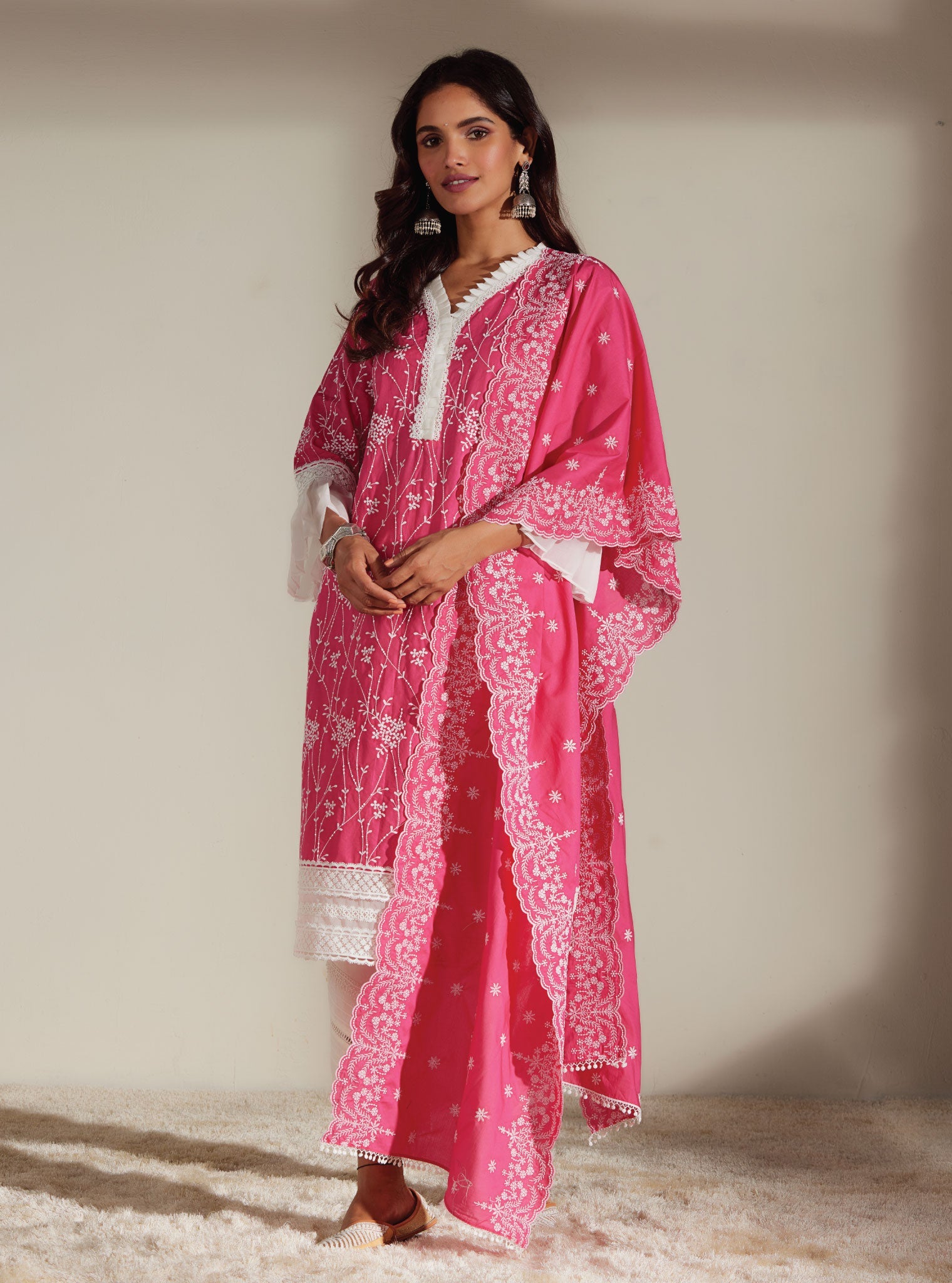 Mulmul Supima Cotton Carmen Pink Kurta