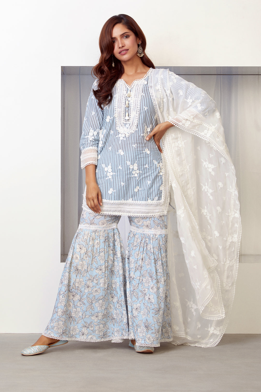 Mulmul Supima Cotton Chelsea Blue Kurta