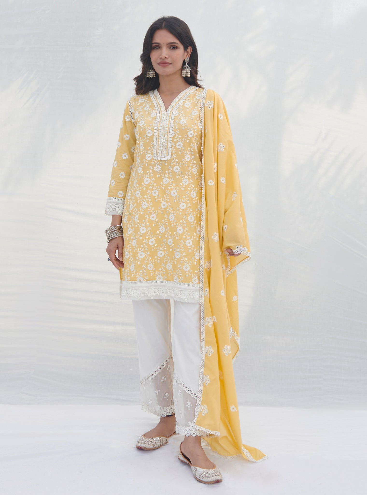 Mulmul Supima Cotton Codli Yellow kurta