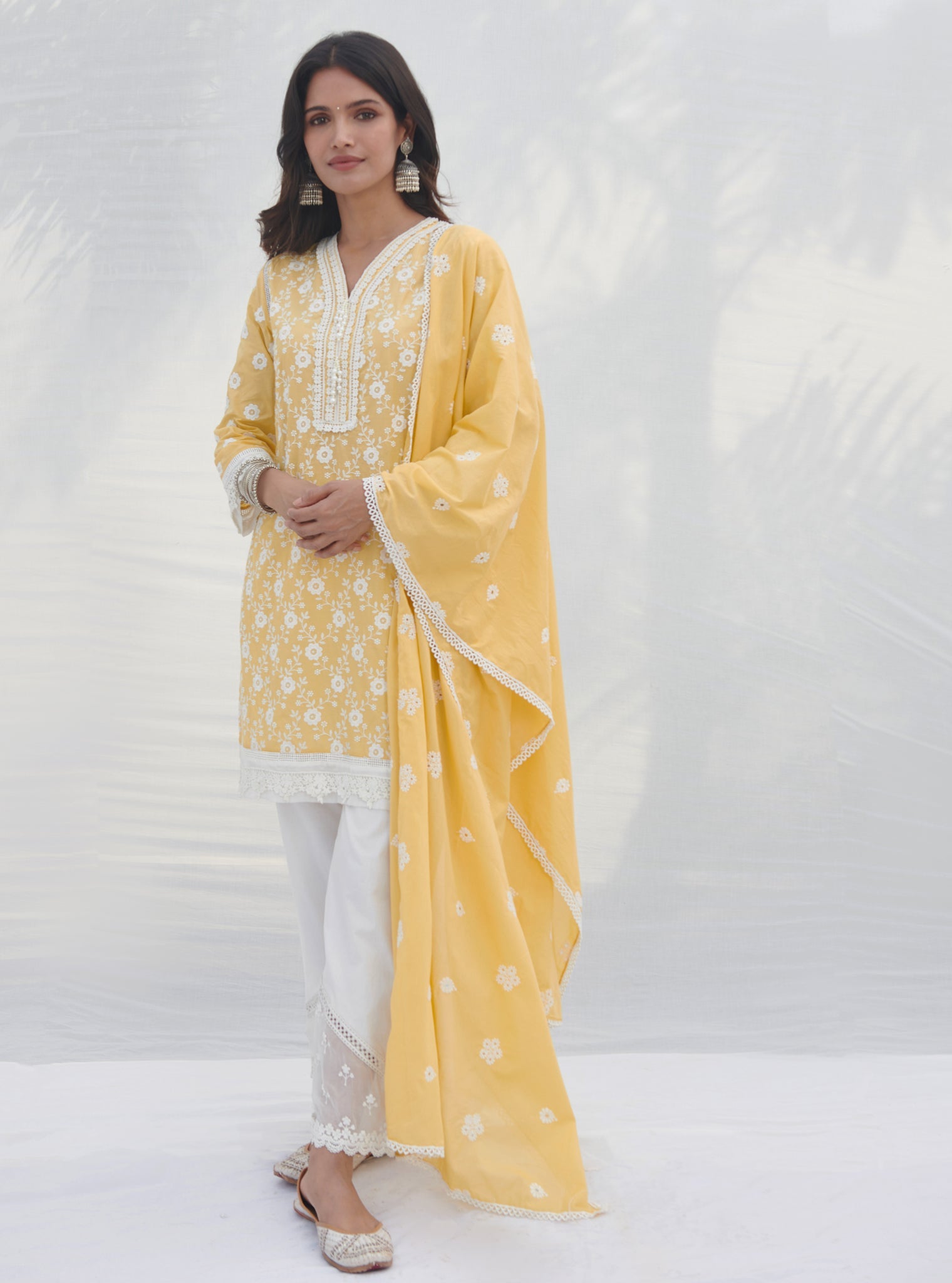 Mulmul Supima Cotton Codli Yellow kurta