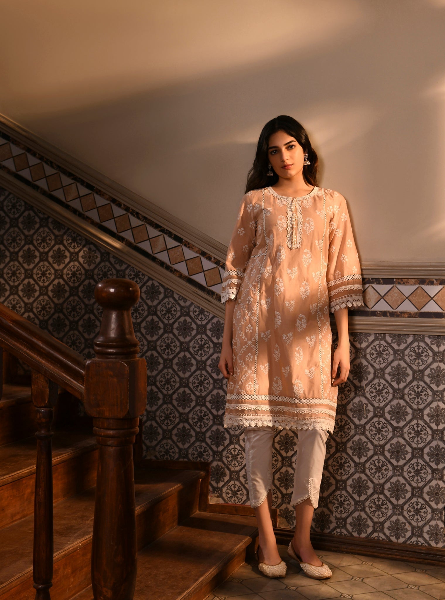 Mulmul Supima Cotton Darya Beige Kurta