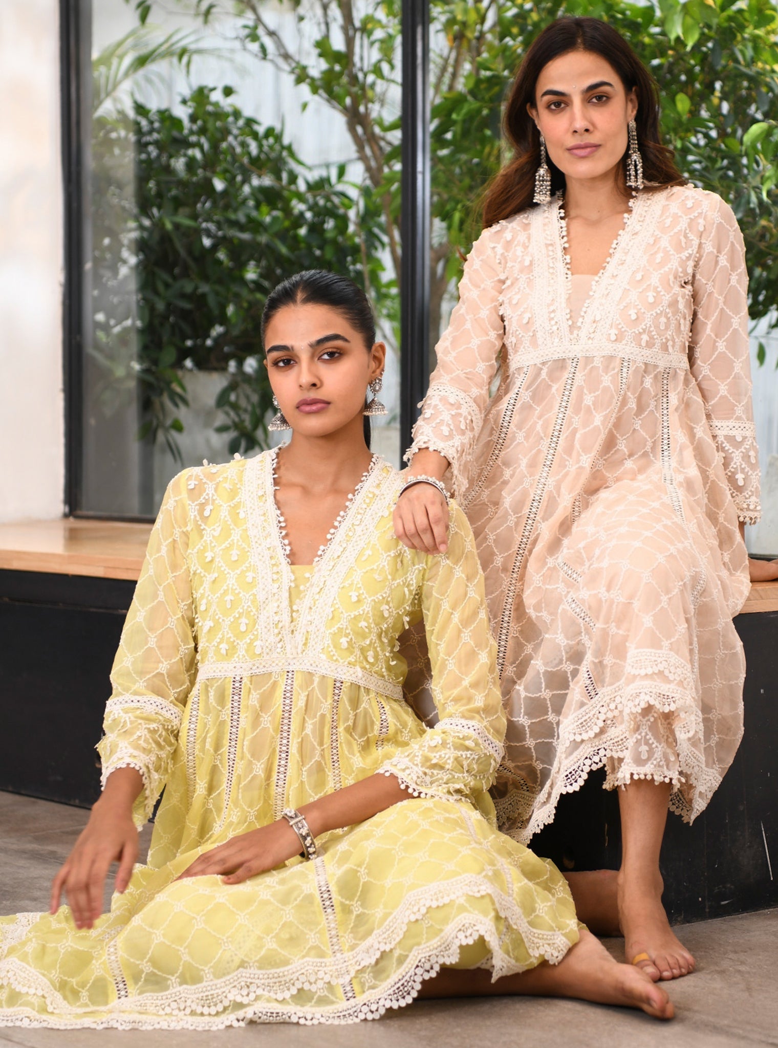 Dori Organza Lime Anarkali Kurta Set