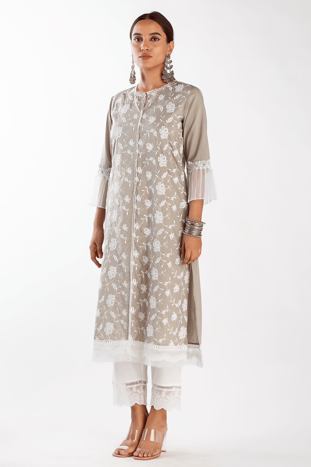 Mulmul Supima Cotton Dusk Grey Kurta
