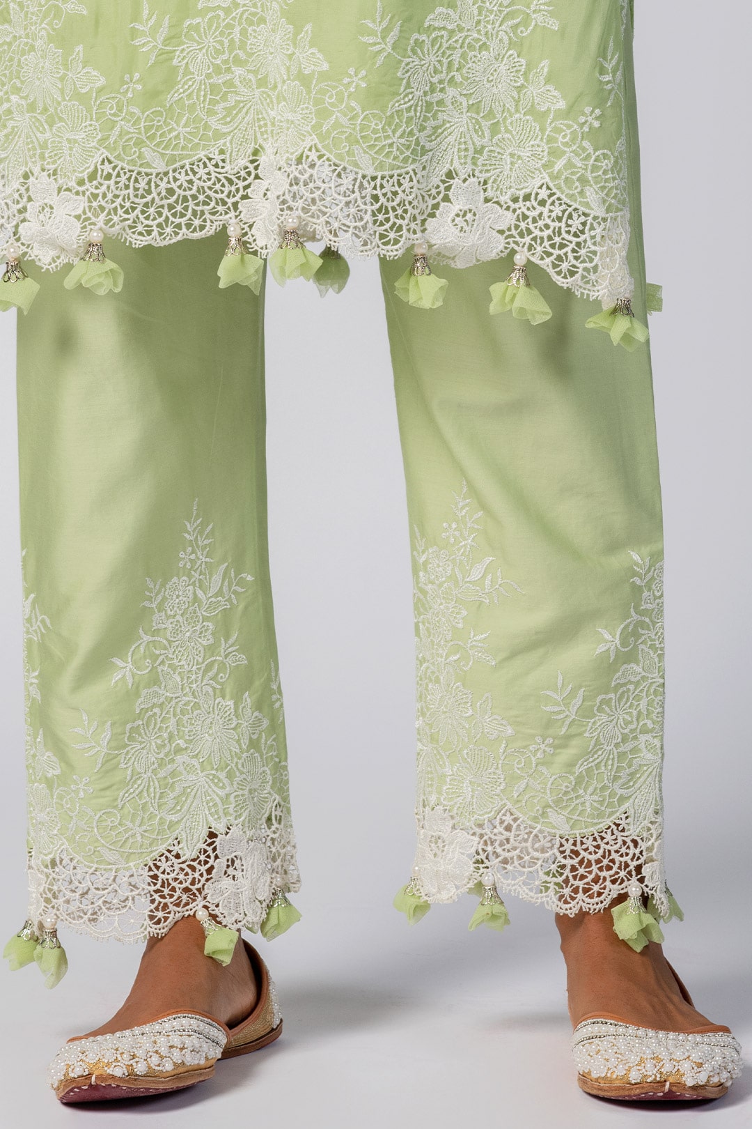 Mulmul Organza Eden Green Pant