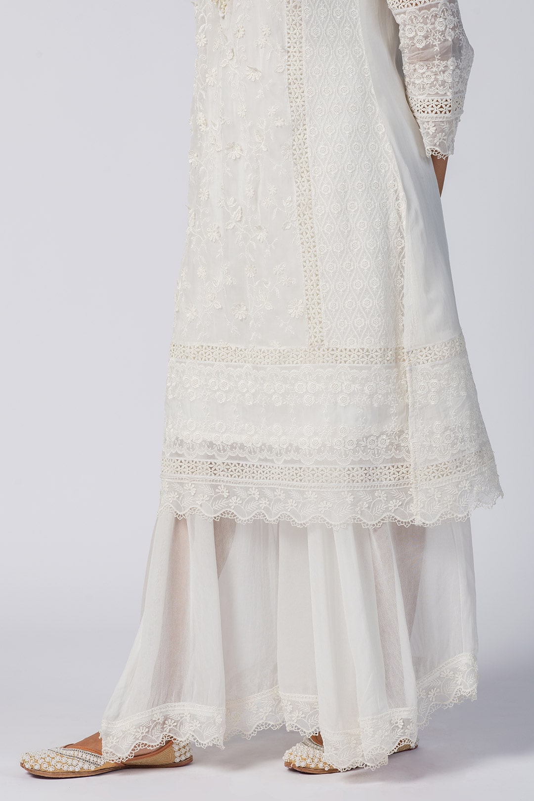 Fiona Tencel Luxe Organza Off White Sharara Set