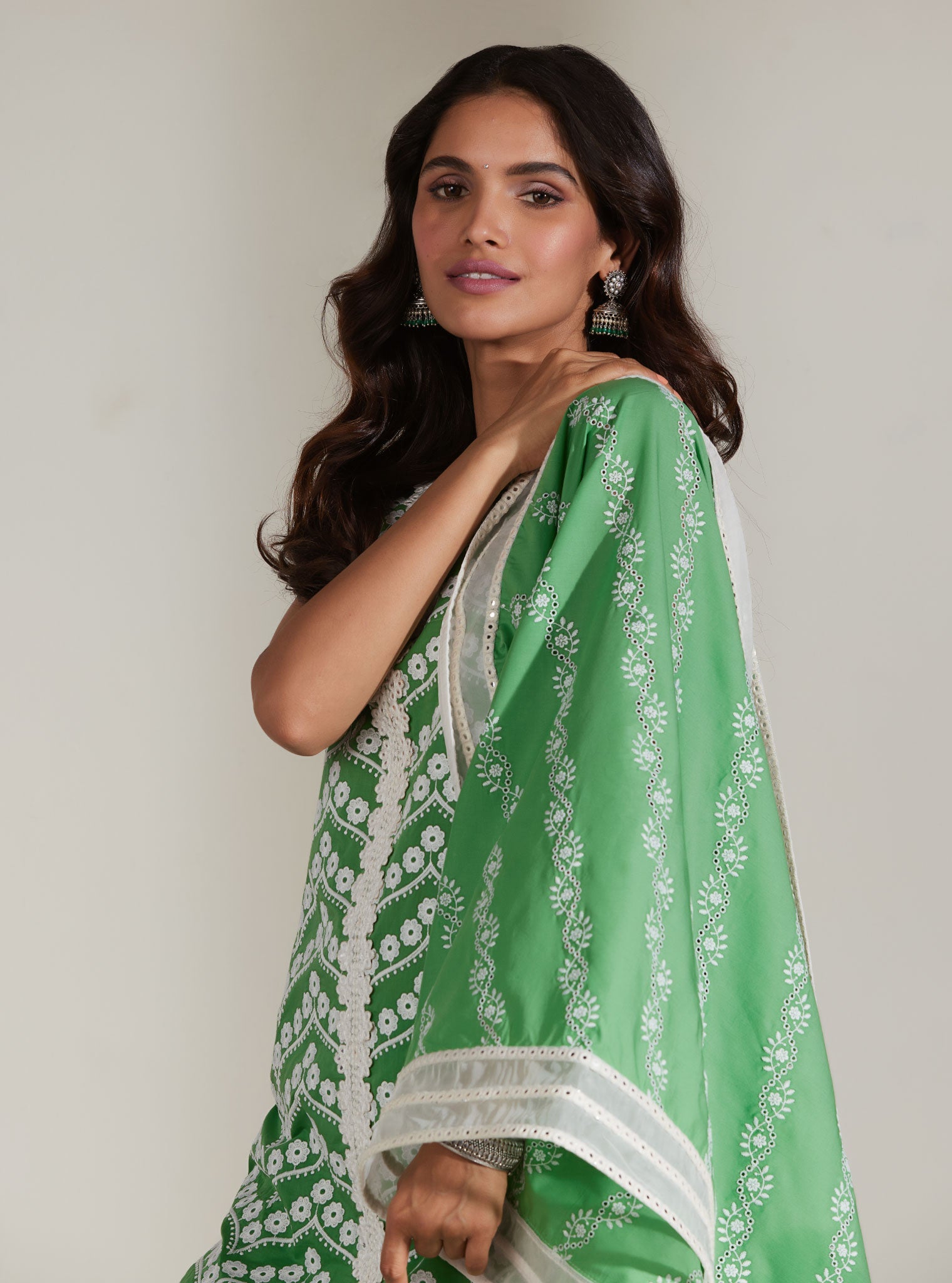 Mulmul Supima Cotton Shiloh Green Dupatta