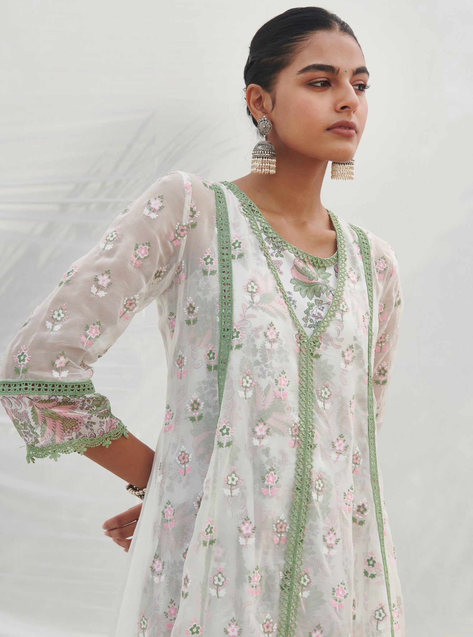 Leilani Organza Green Kurta Set