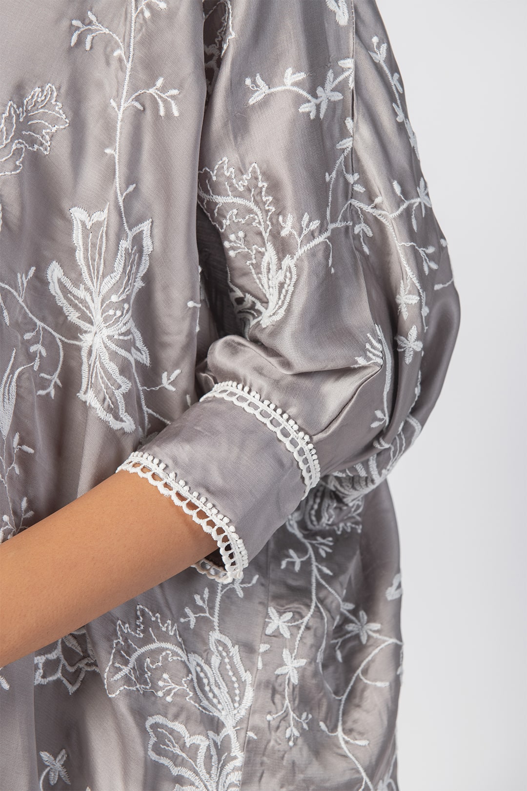 Mulmul Cupro Lonain Grey Top