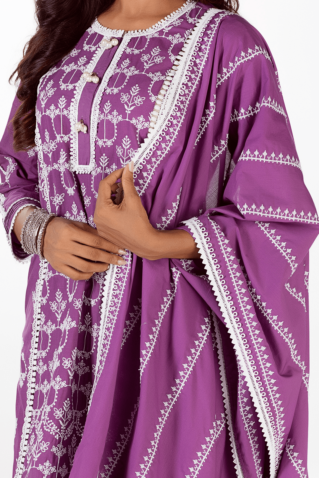 Mulmul Supima Cotton Mae Purple Kurta