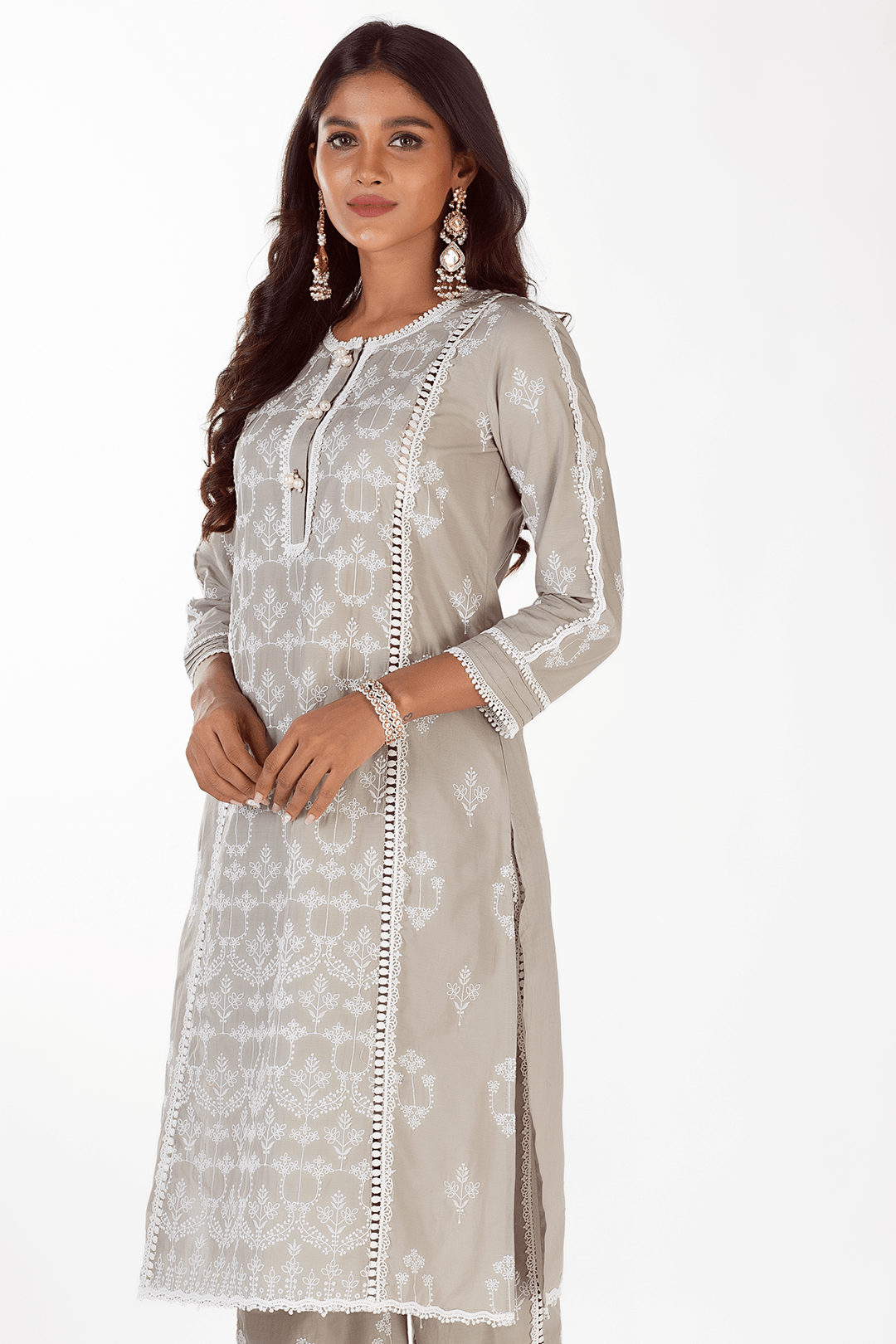 Mulmul Supima Cotton Mae Grey Kurta