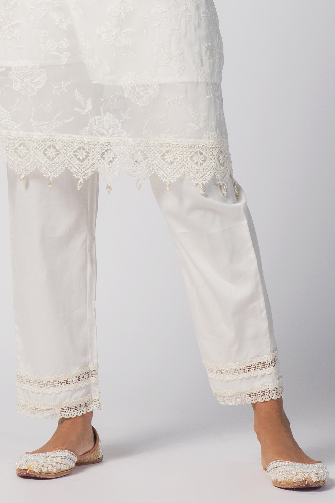 Mulmul Supima Cotton Maisy Off White Pant