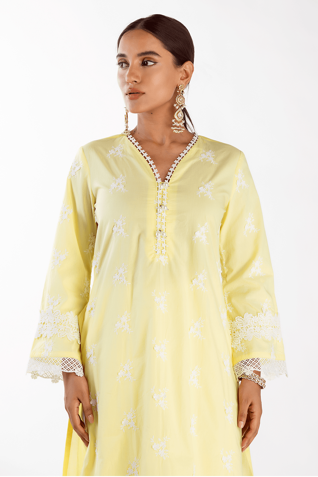 Mulmul Supima Cotton Mist Yellow Kurta