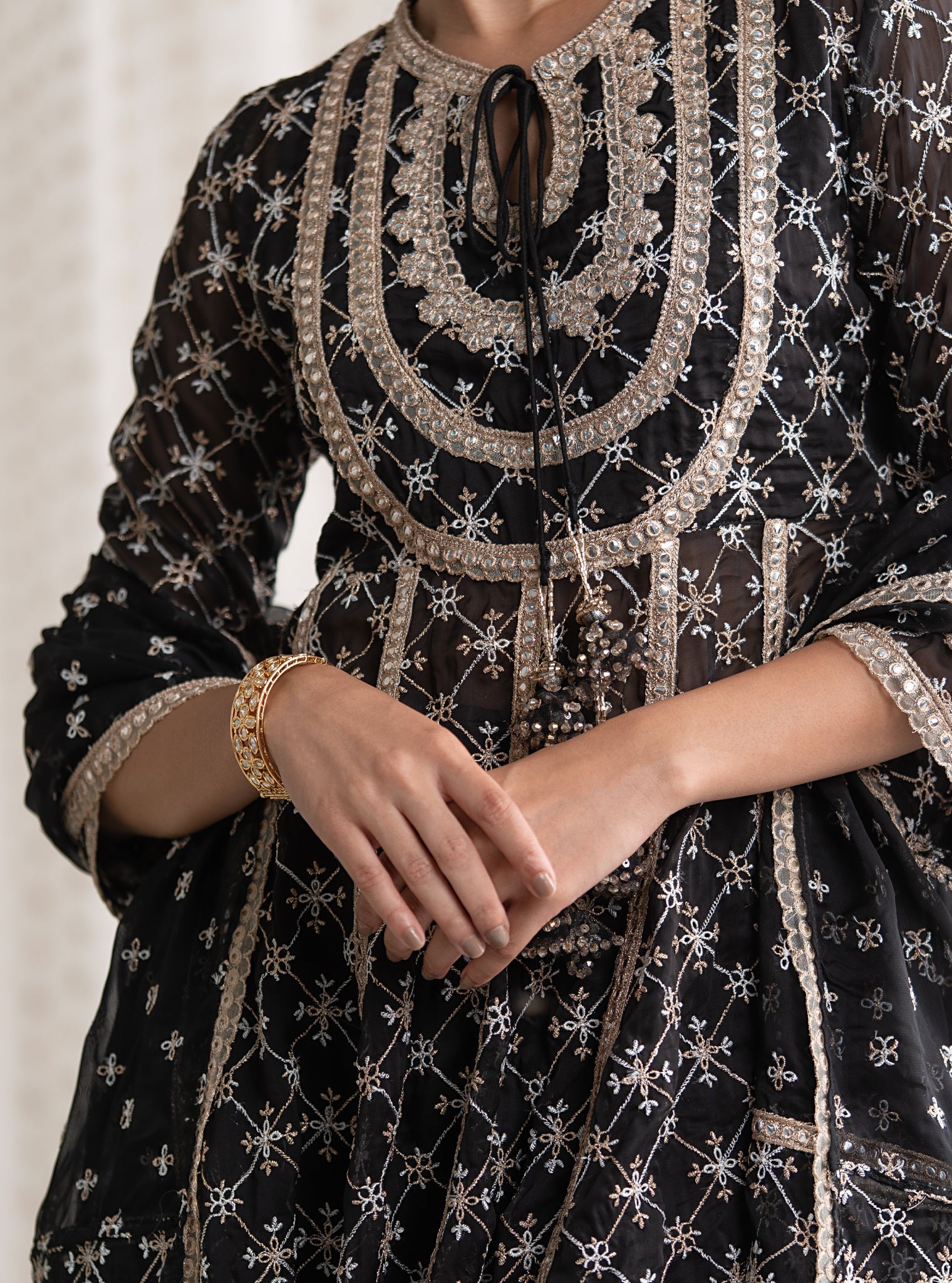 Rasiya Organza Black Anarkali Kurta Set