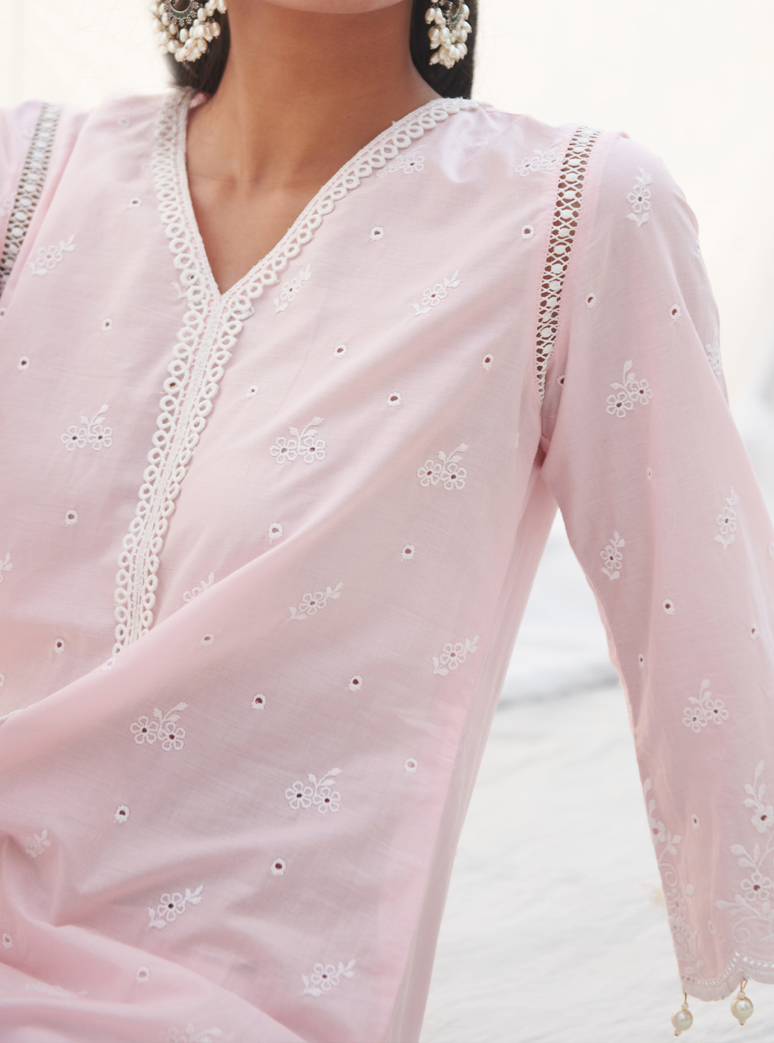 Mulmul Supima Cotton Revora Pink kurta