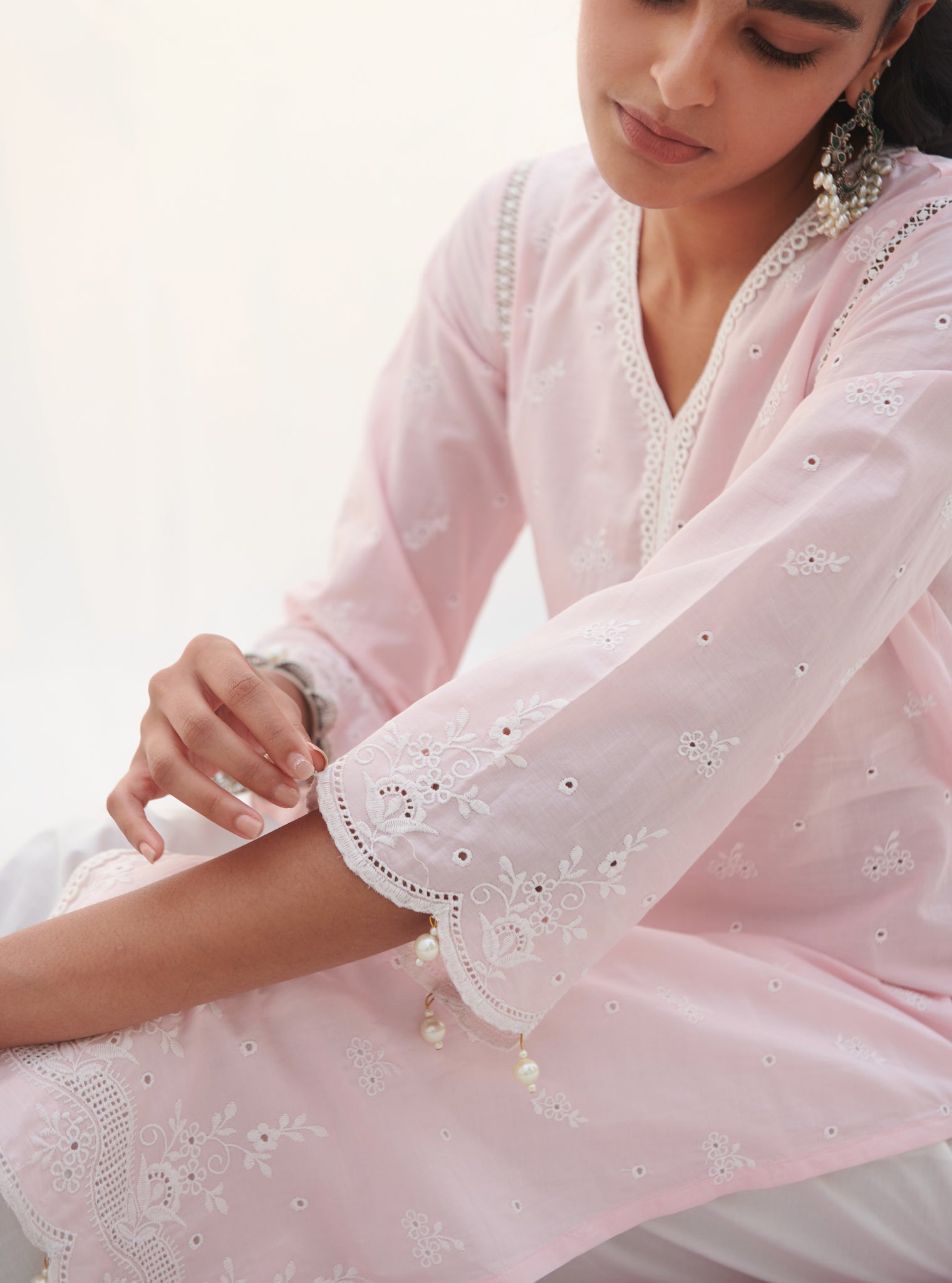 Mulmul Supima Cotton Revora Pink kurta