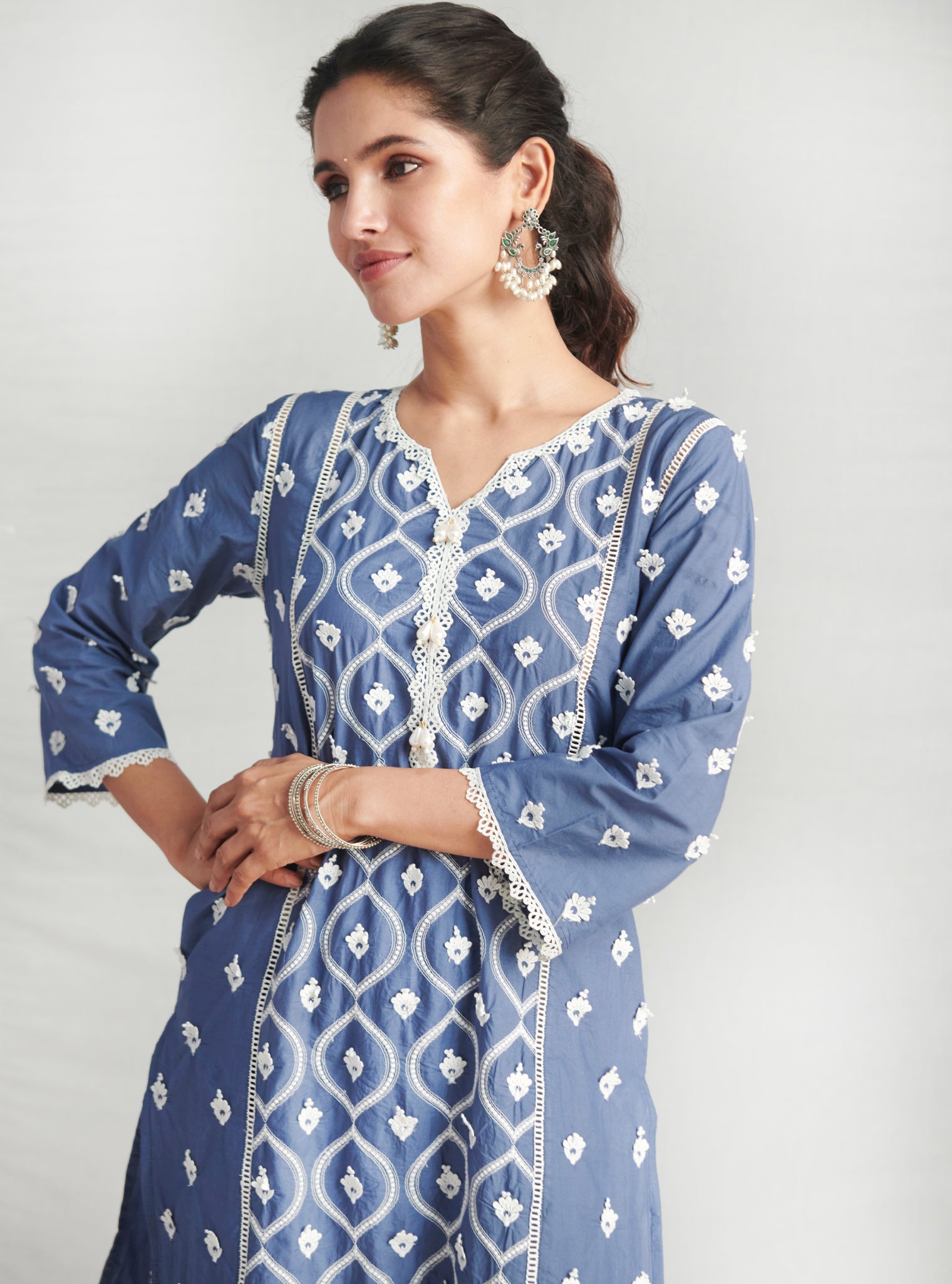 Rivona Supima Cotton Navy Kurta Set