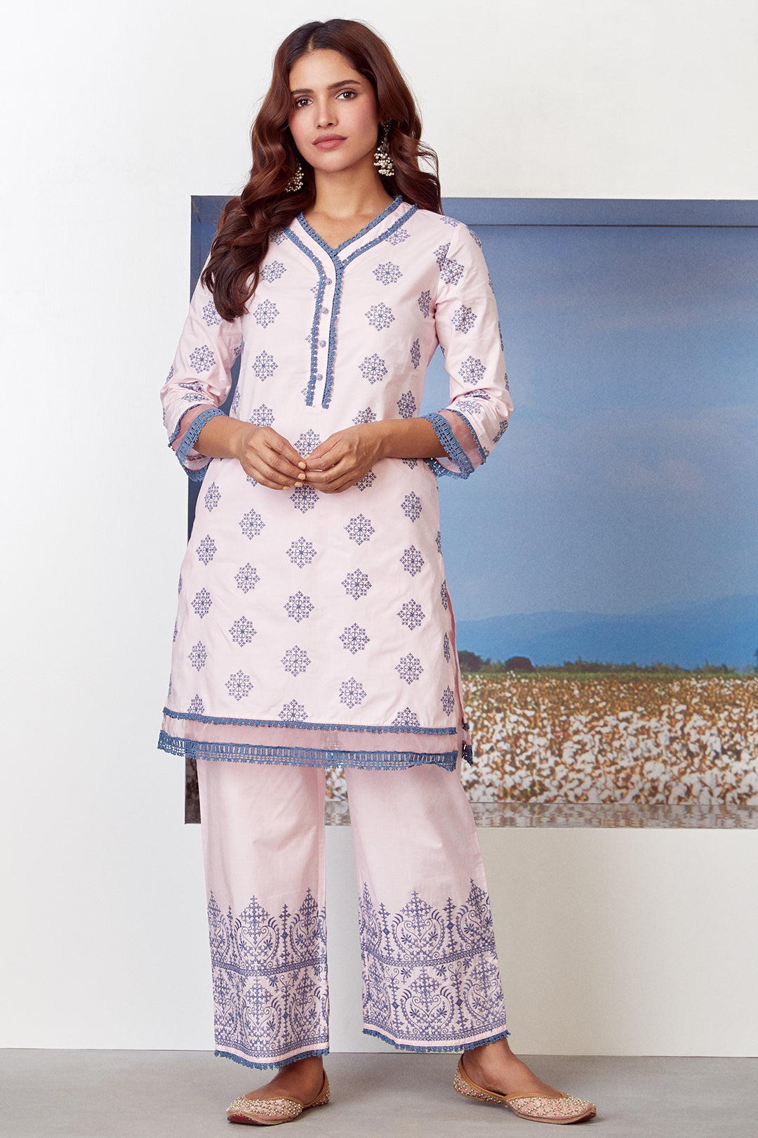Mulmul Supima Cotton Snow Flake Kurta