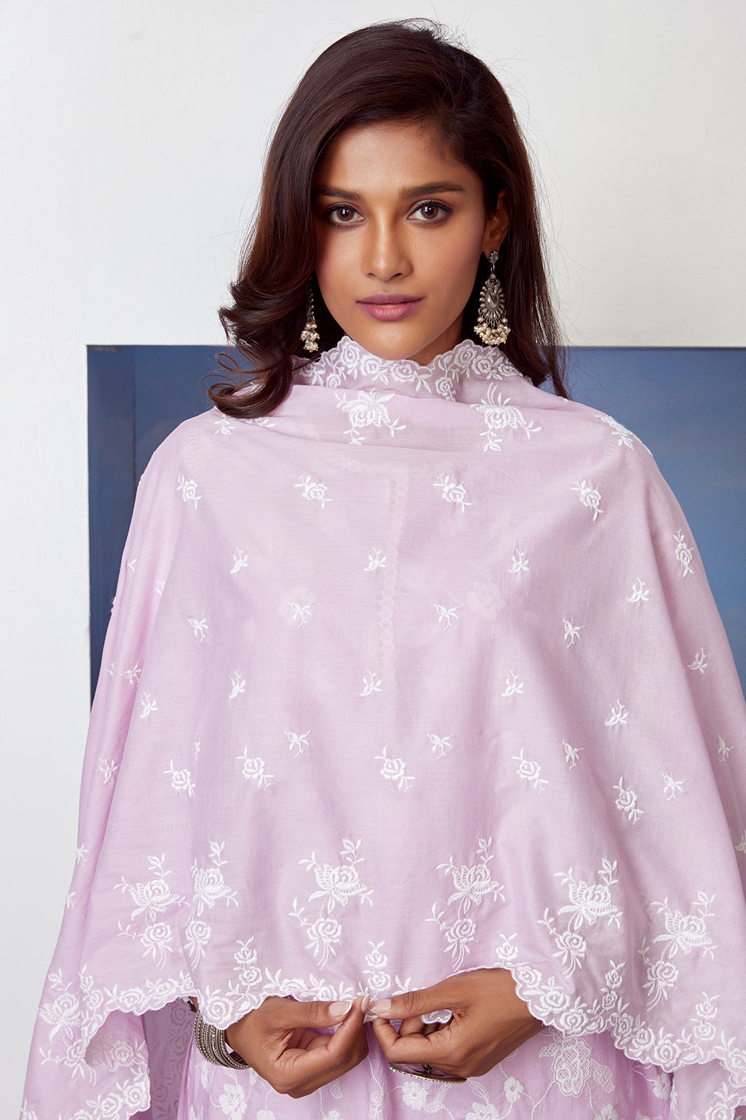 Mulmul Supima Cotton Vega Lilac Dupatta