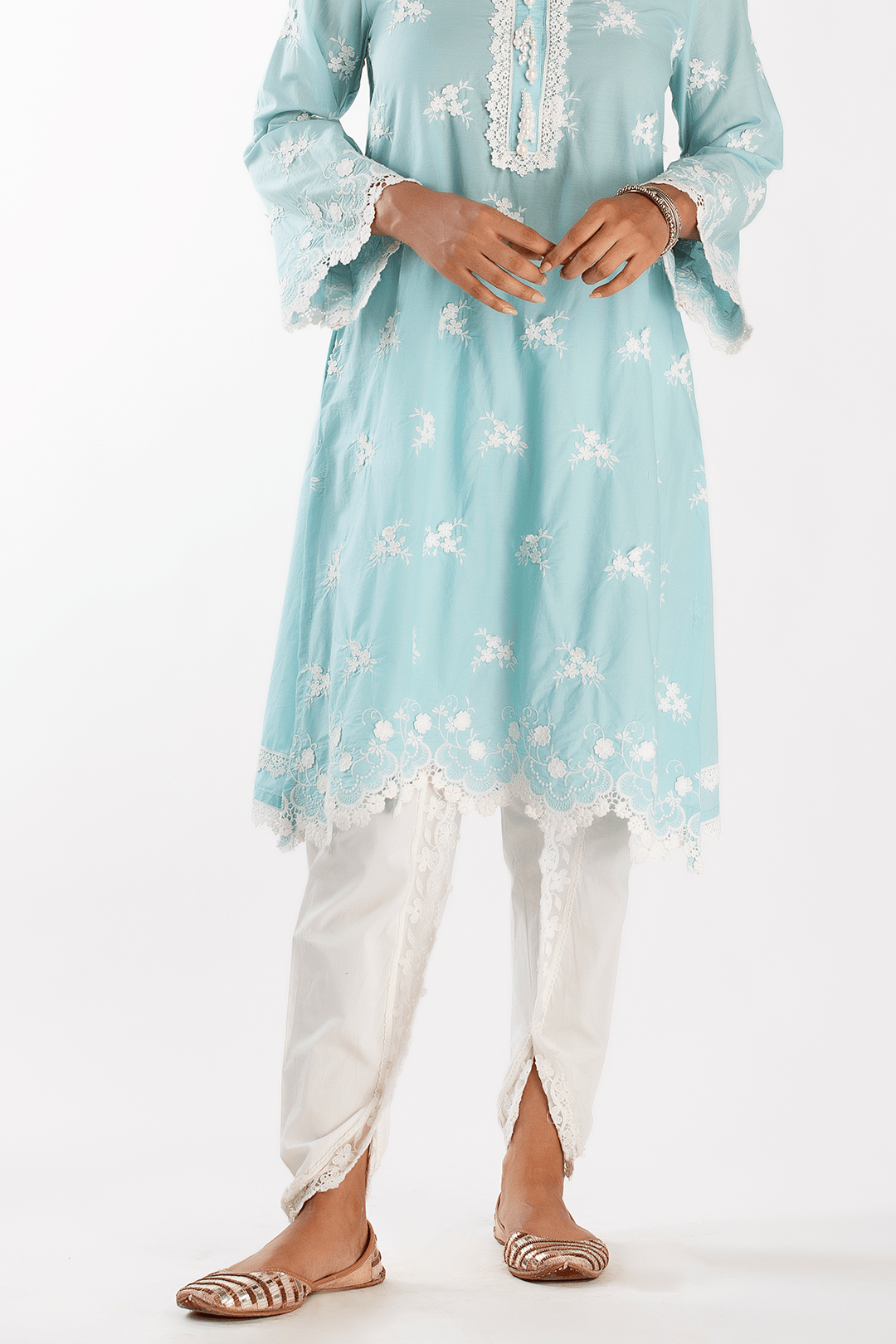 Mulmul Supima Cotton Stella Turquoise Kurta