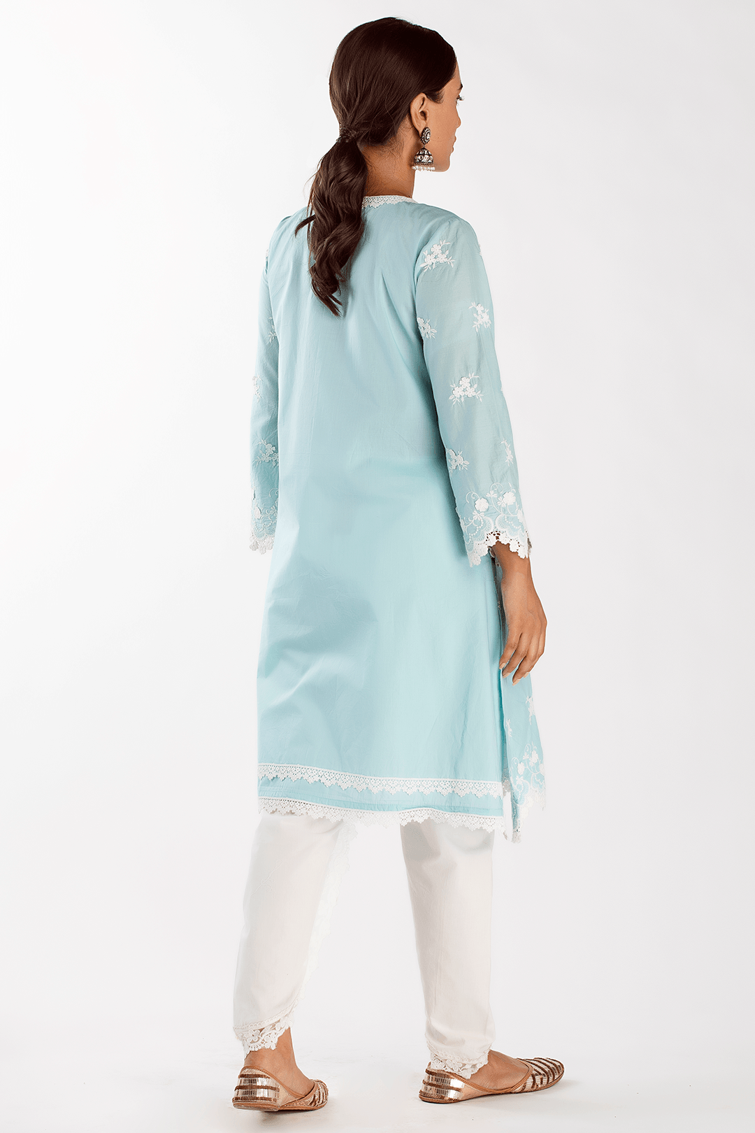 Mulmul Supima Cotton Stella Turquoise Kurta