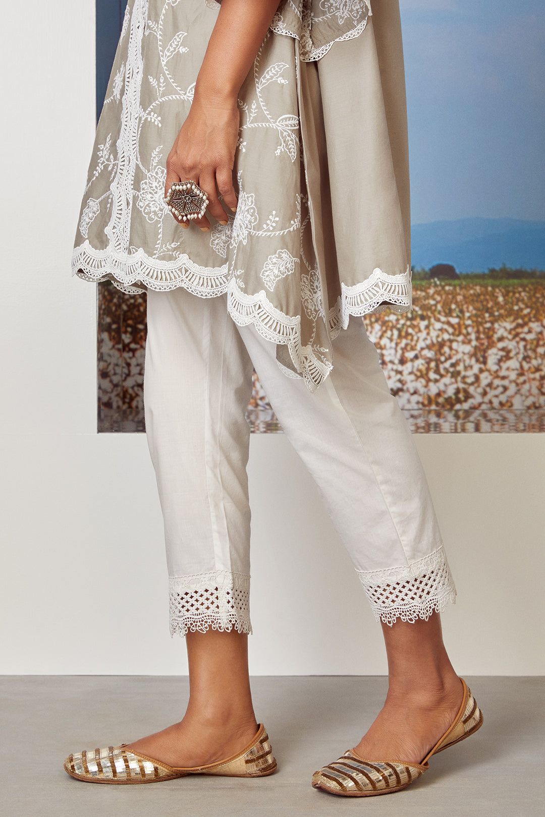 Mulmul Supima Cotton Tiffany Grey Kurta