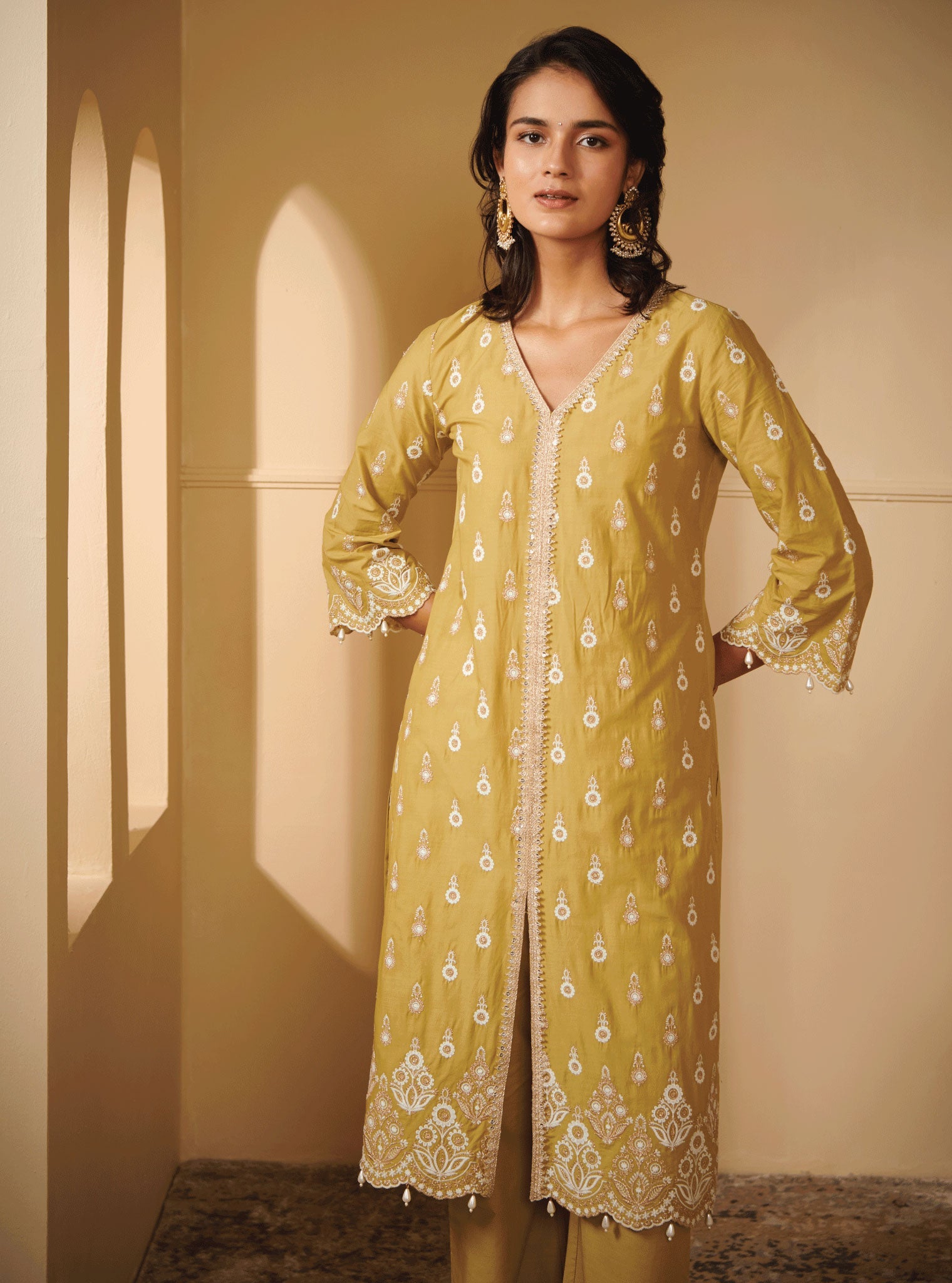 Ahar Supima Cotton Green Kurta Set