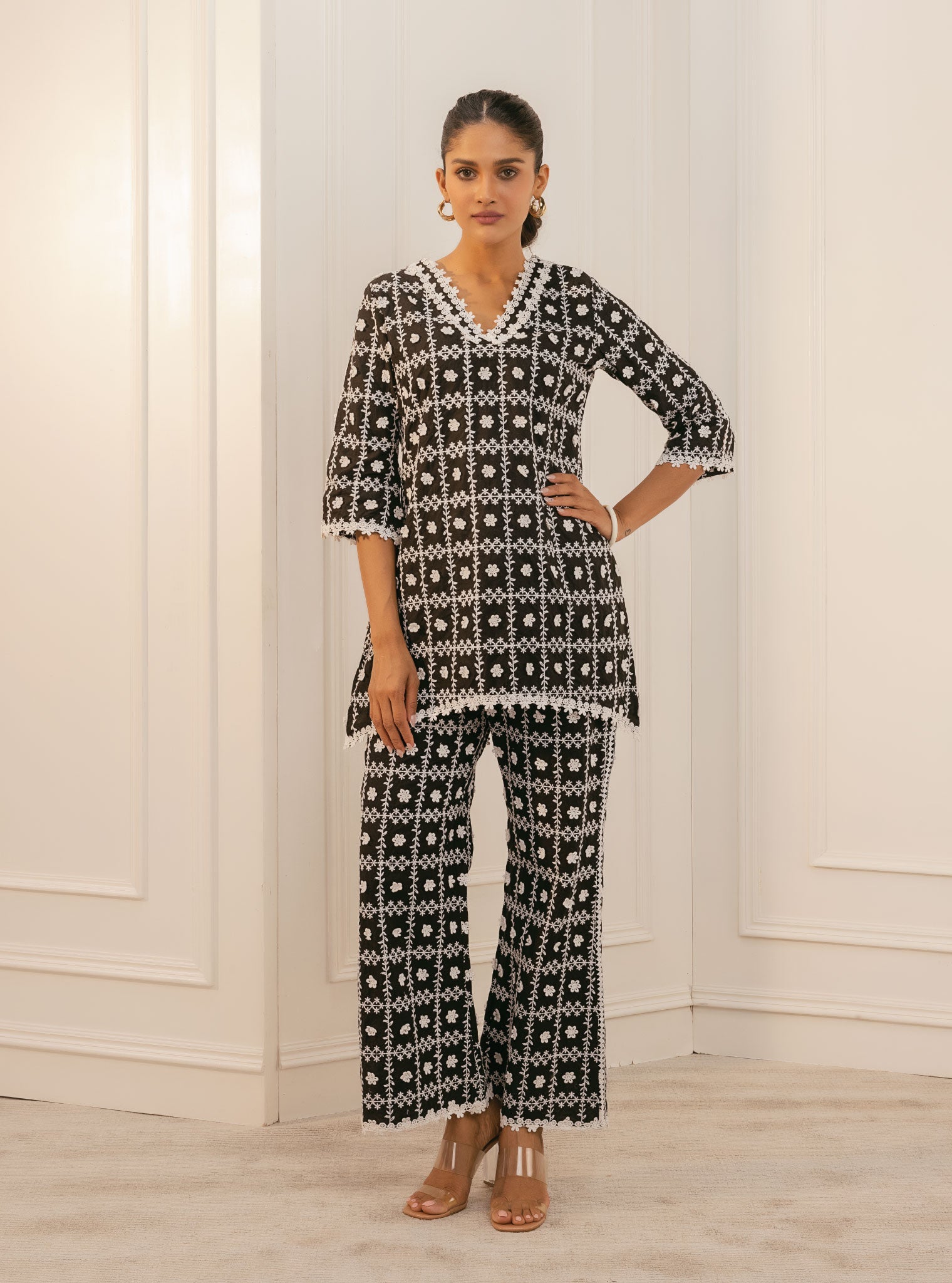 Cove Supima Cotton Black Top with Pant Set