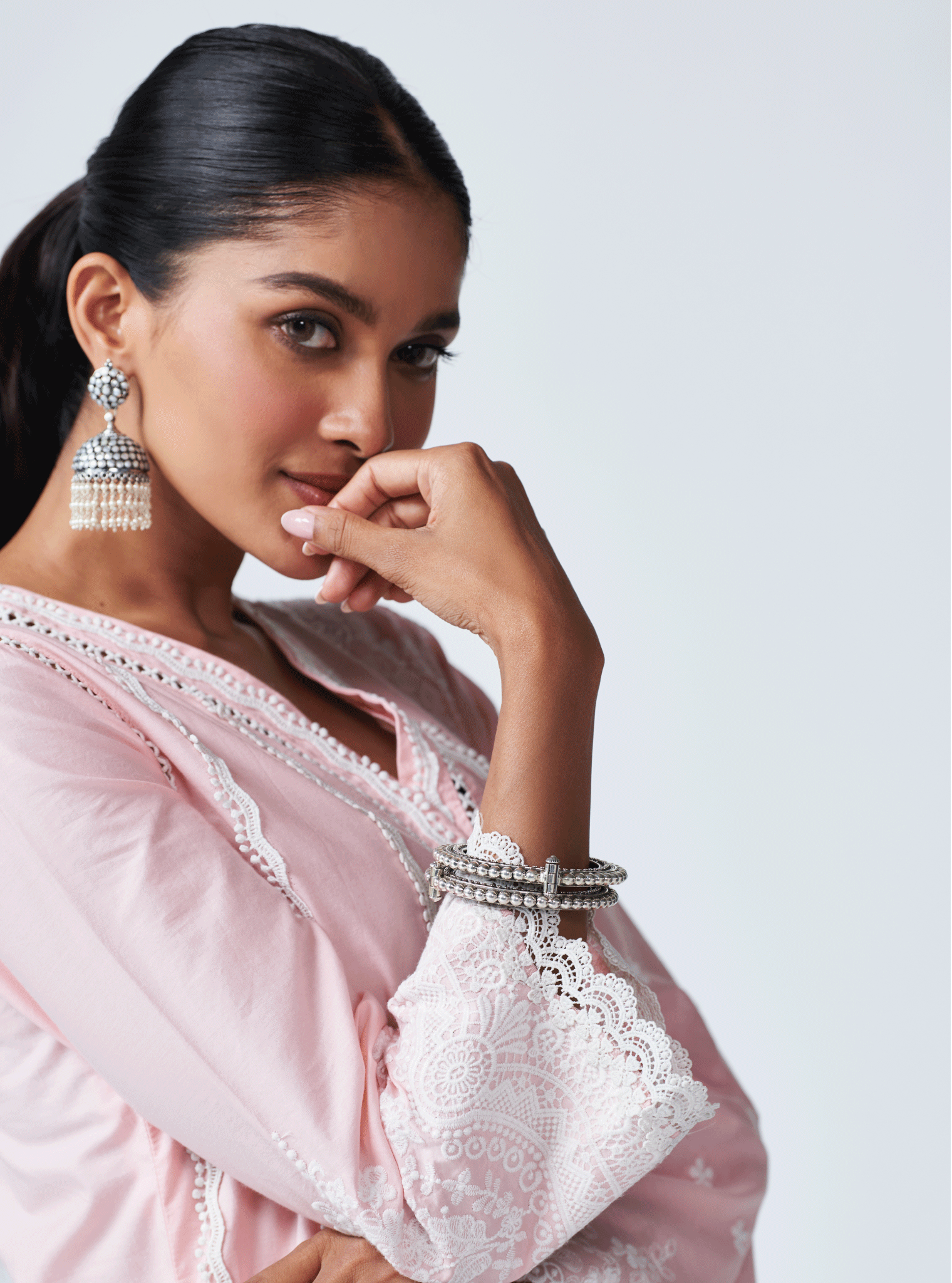 Mulmul Supima Cotton Ellen Pink Kurta