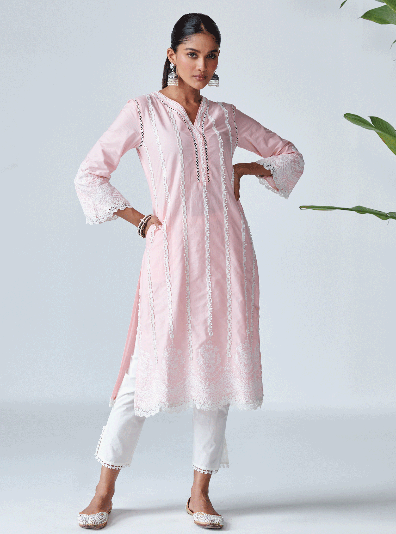 Mulmul Supima Cotton Ellen Pink Kurta