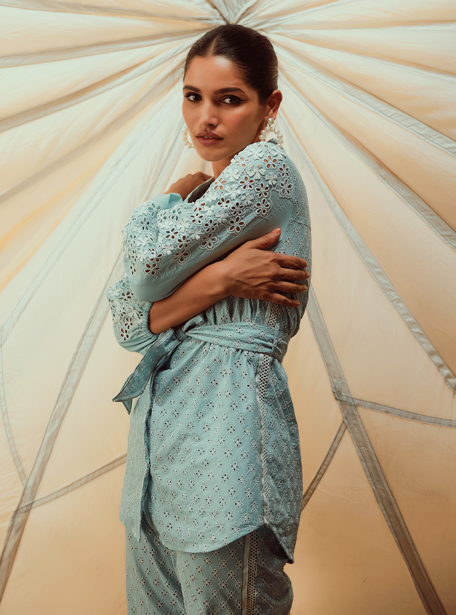 Flor Supima Cotton Light Blue Top with Pant Set