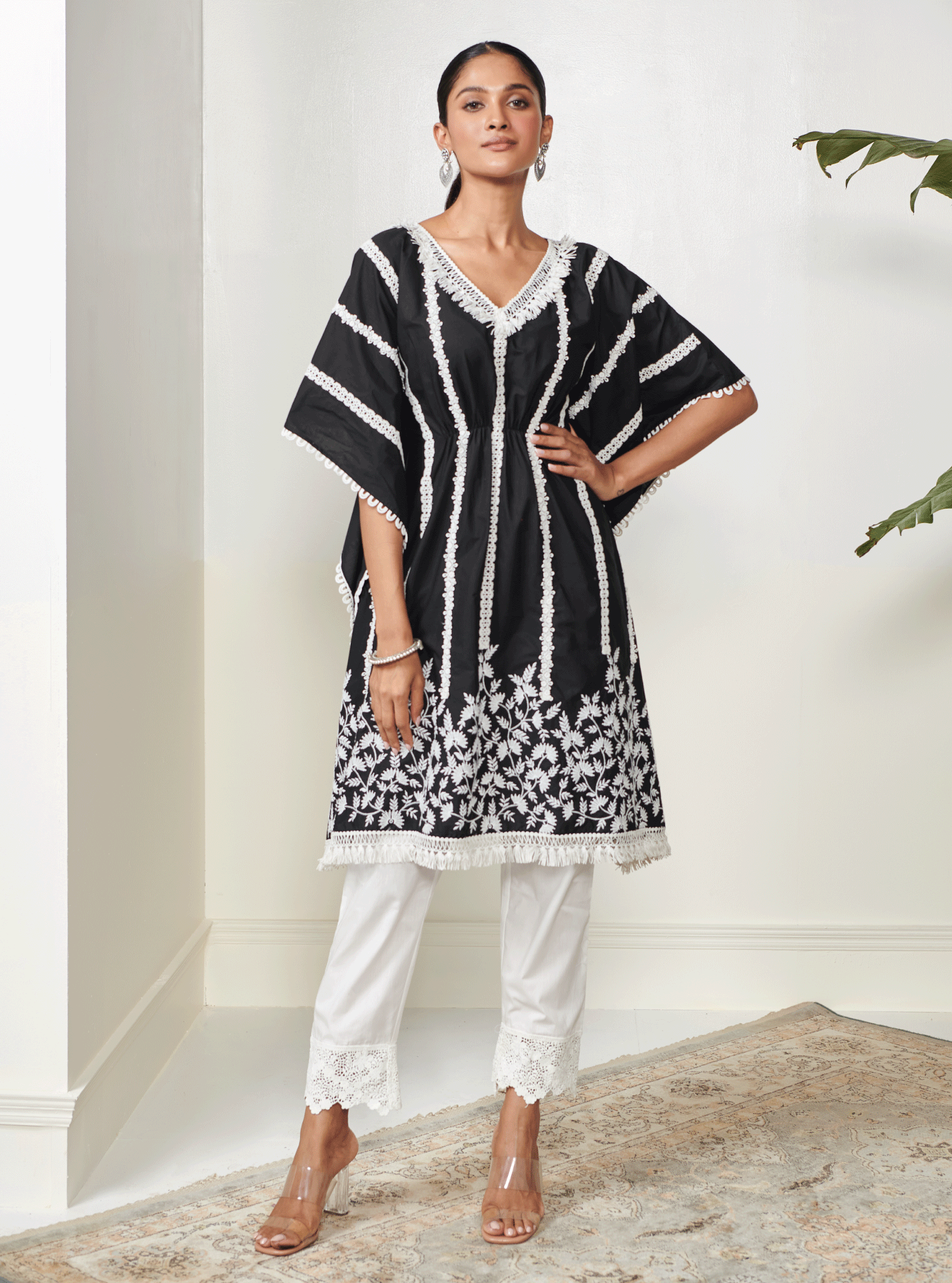 Mulmul Supima Cotton Vivian Black Kaftan