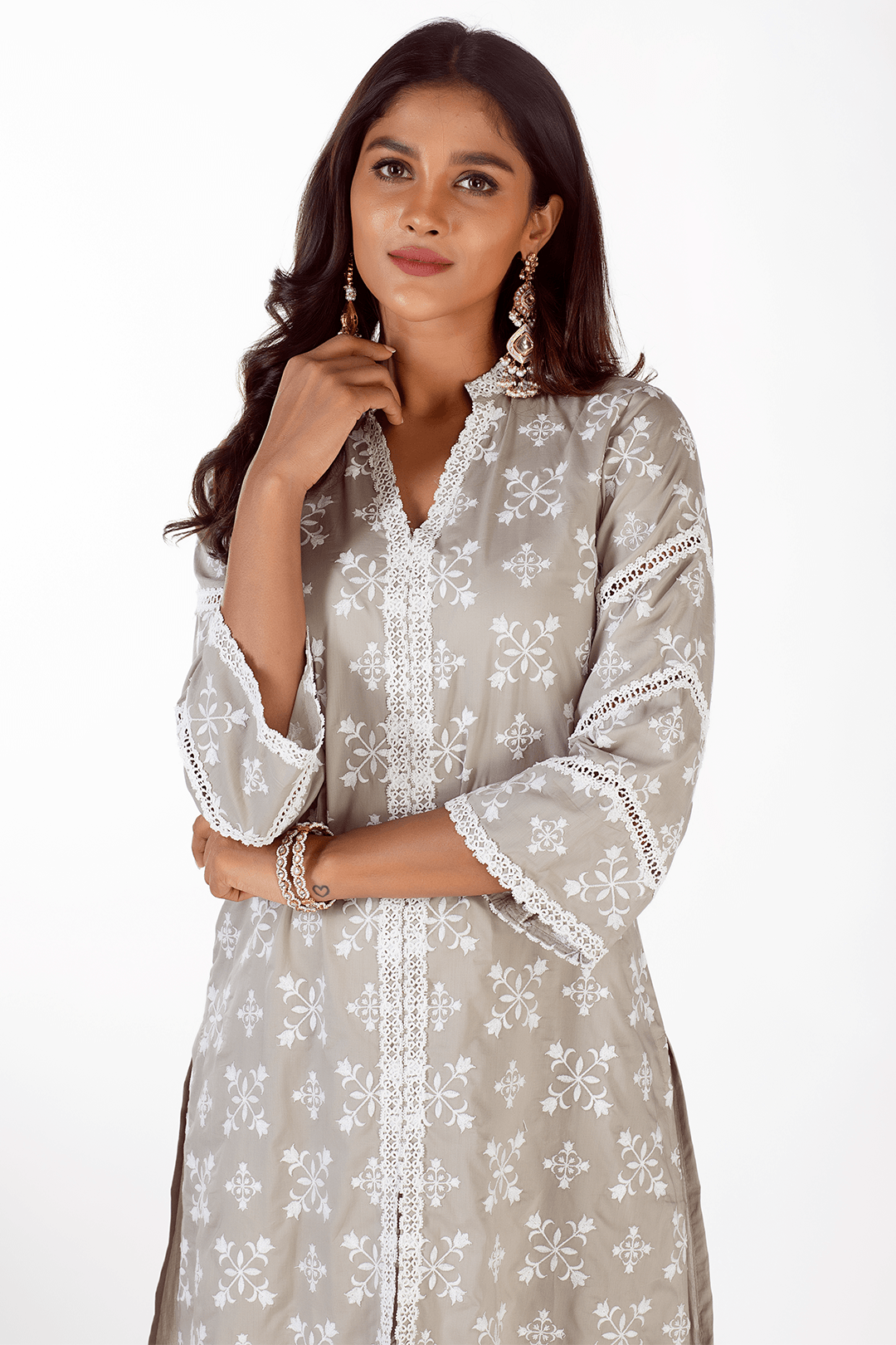 Mulmul Supima Cotton Vera Grey Kurta