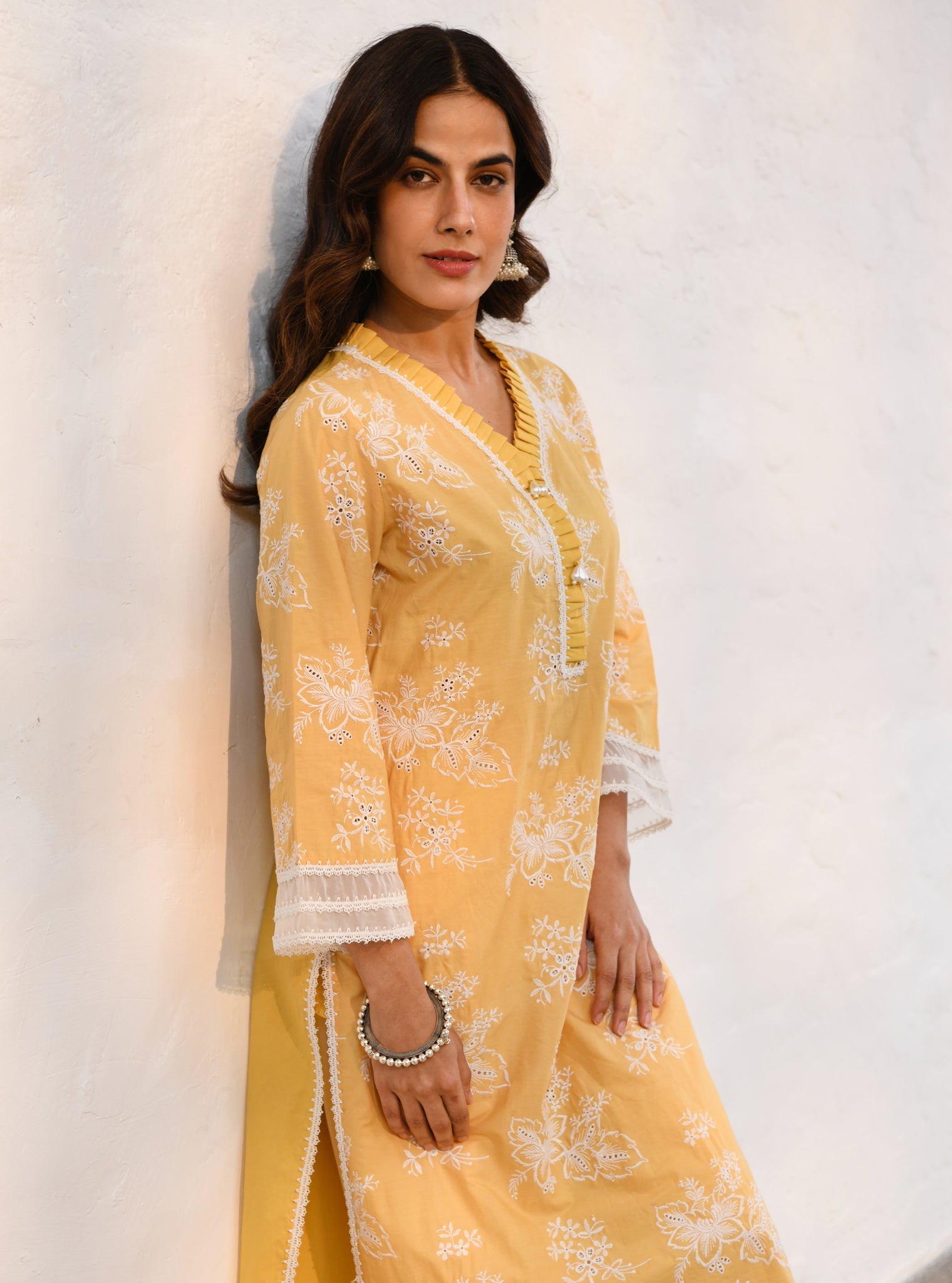 Mulmul Supima Cotton Verlem Yellow kurta