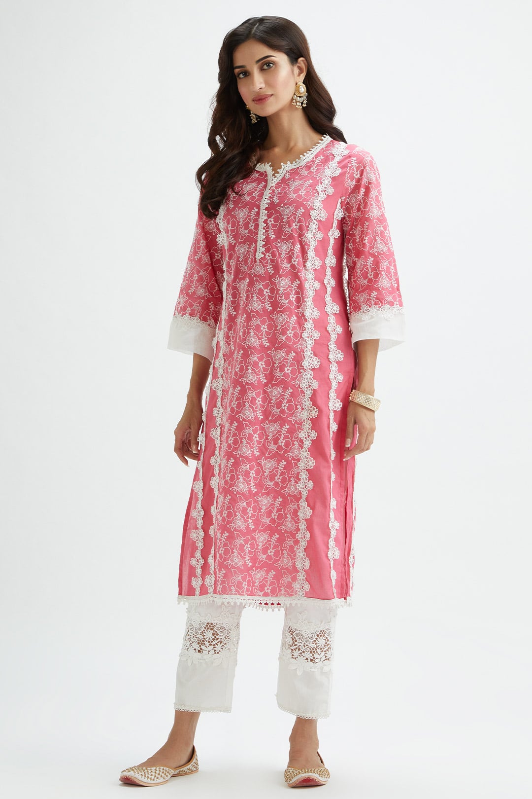 Mulmul Supima Cotton Vireo Fuchsia Kurta