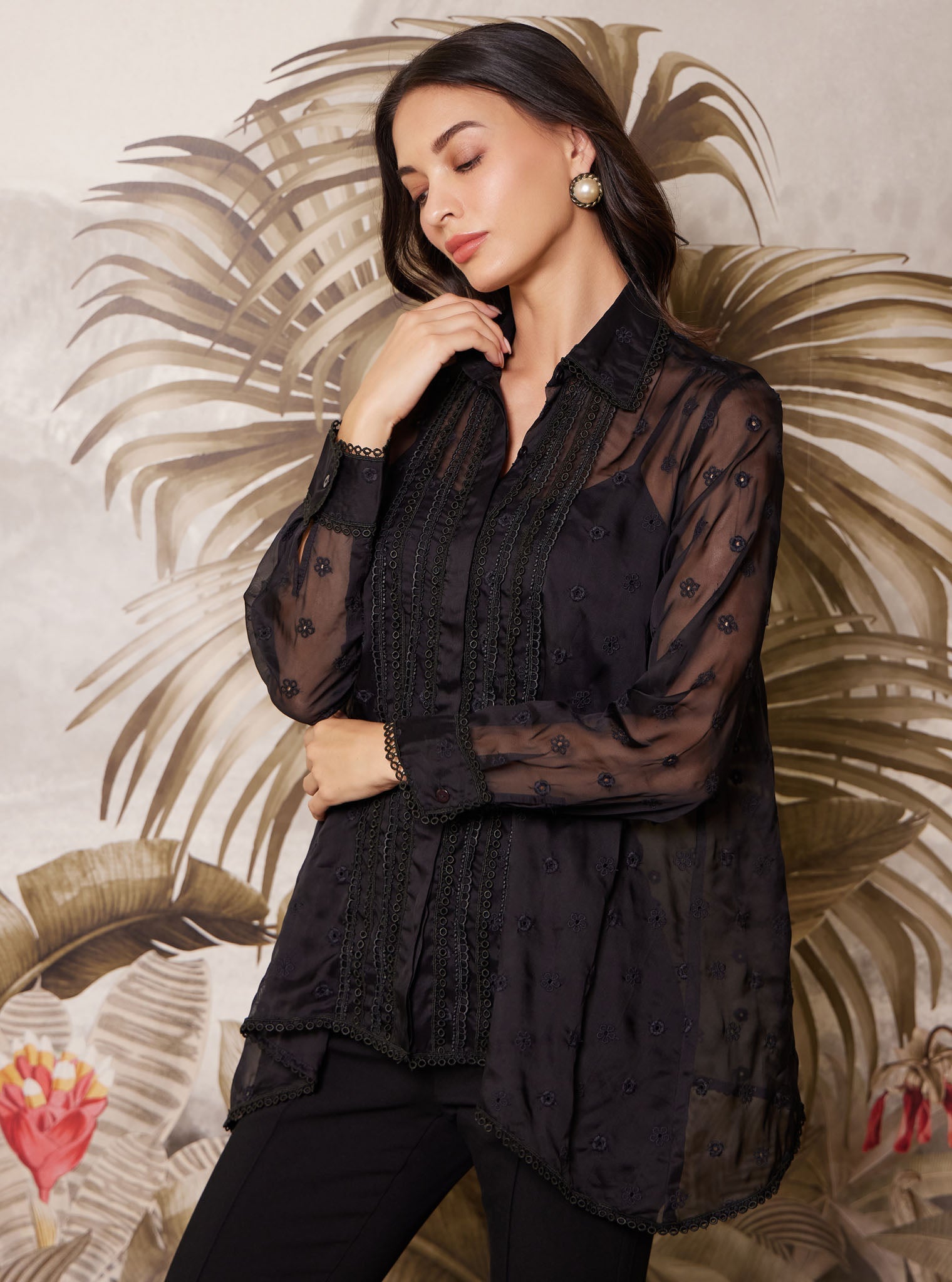 Adonis Organza Black Shirt